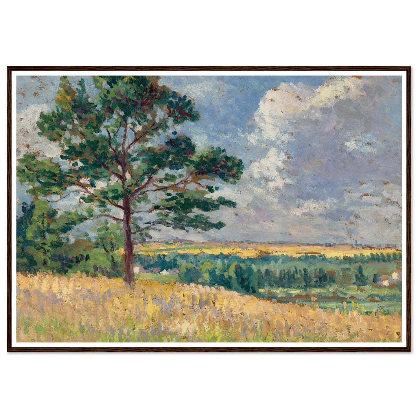 Paysage près de Méréville (circa 1905) Art Print | Maximilien Luce - Framed Poster - 30x40 cm / 12x16″ - Black frame
