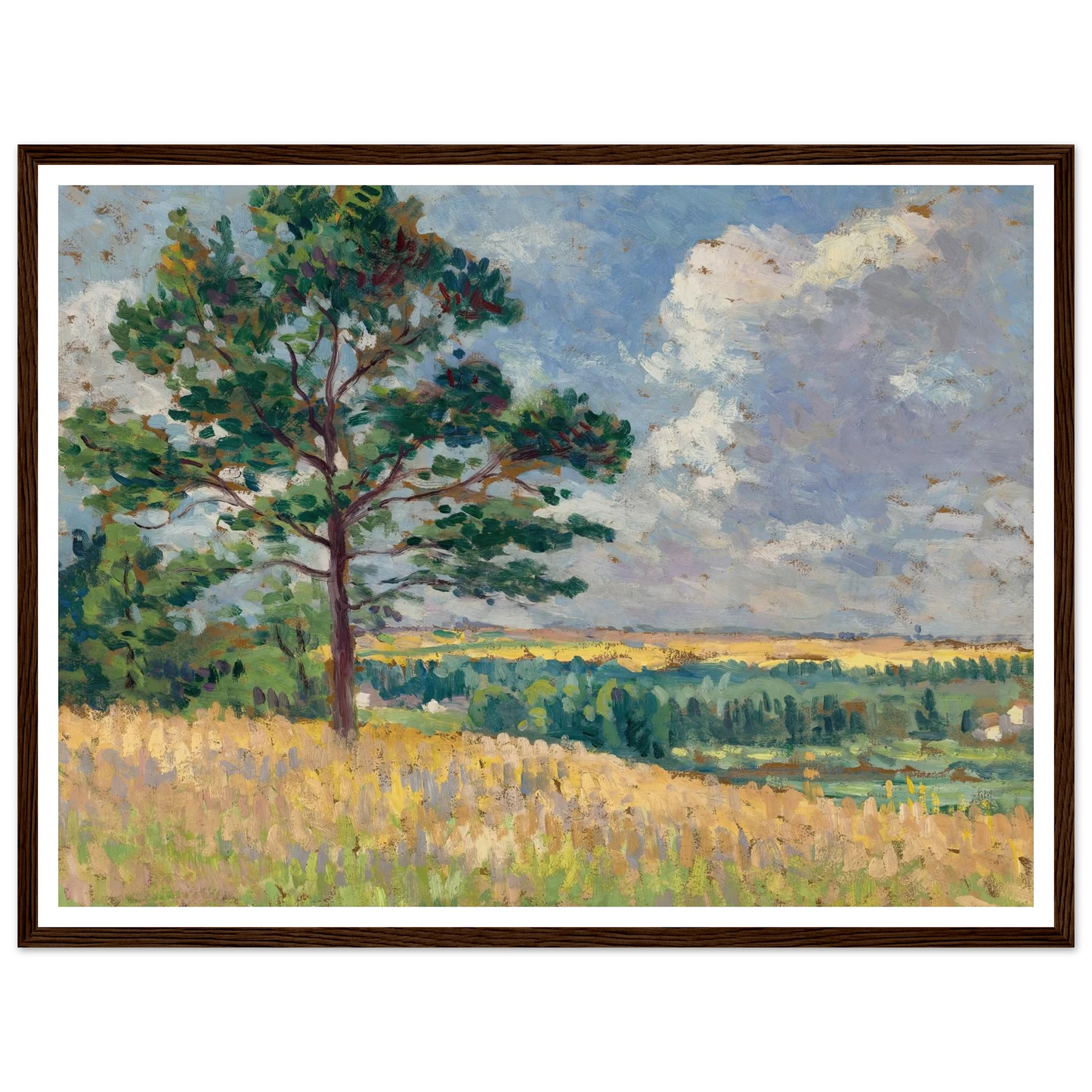 Paysage près de Méréville (circa 1905) Art Print | Maximilien Luce - Framed Poster - 30x40 cm / 12x16″ - Black frame