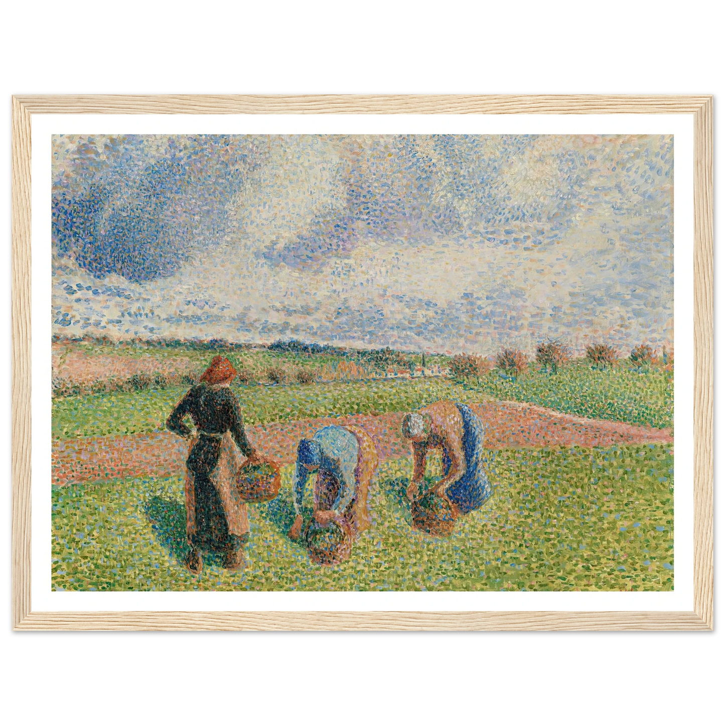 Paysannes Ramassant Des Herbes, Éragny (1886) Art Print | Camille Pissarro - Framed Poster - 30x40 cm / 12x16″ - Black frame