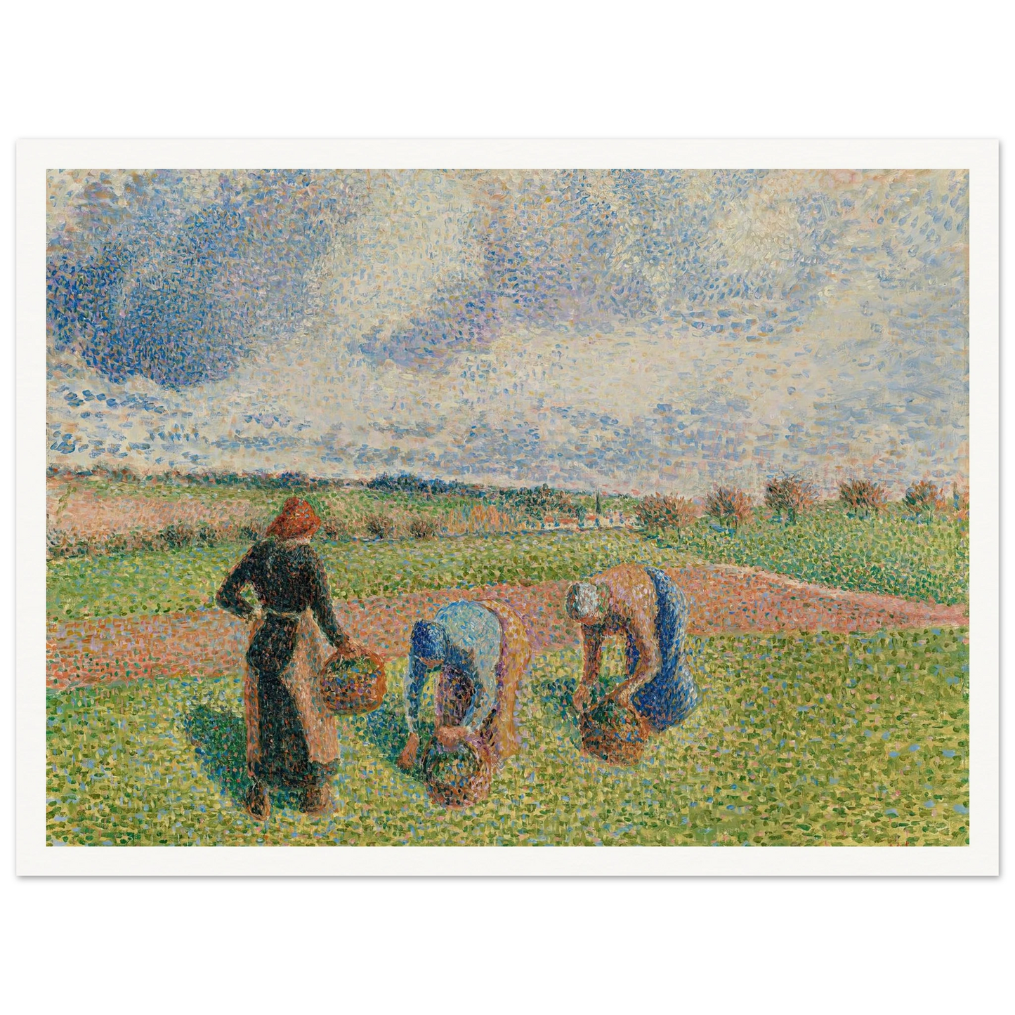 Paysannes Ramassant Des Herbes, Éragny (1886) Art Print | Camille Pissarro - Framed Poster - 30x40 cm / 12x16″ - Black frame