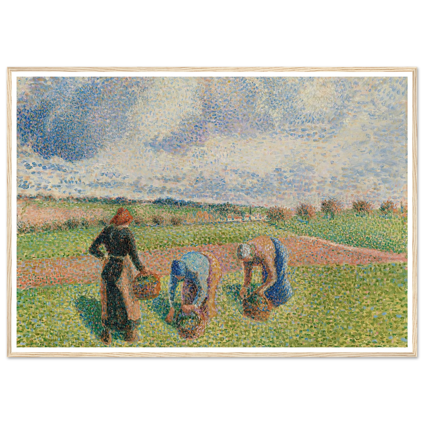 Paysannes Ramassant Des Herbes, Éragny (1886) Art Print | Camille Pissarro - Framed Poster - 30x40 cm / 12x16″ - Black frame