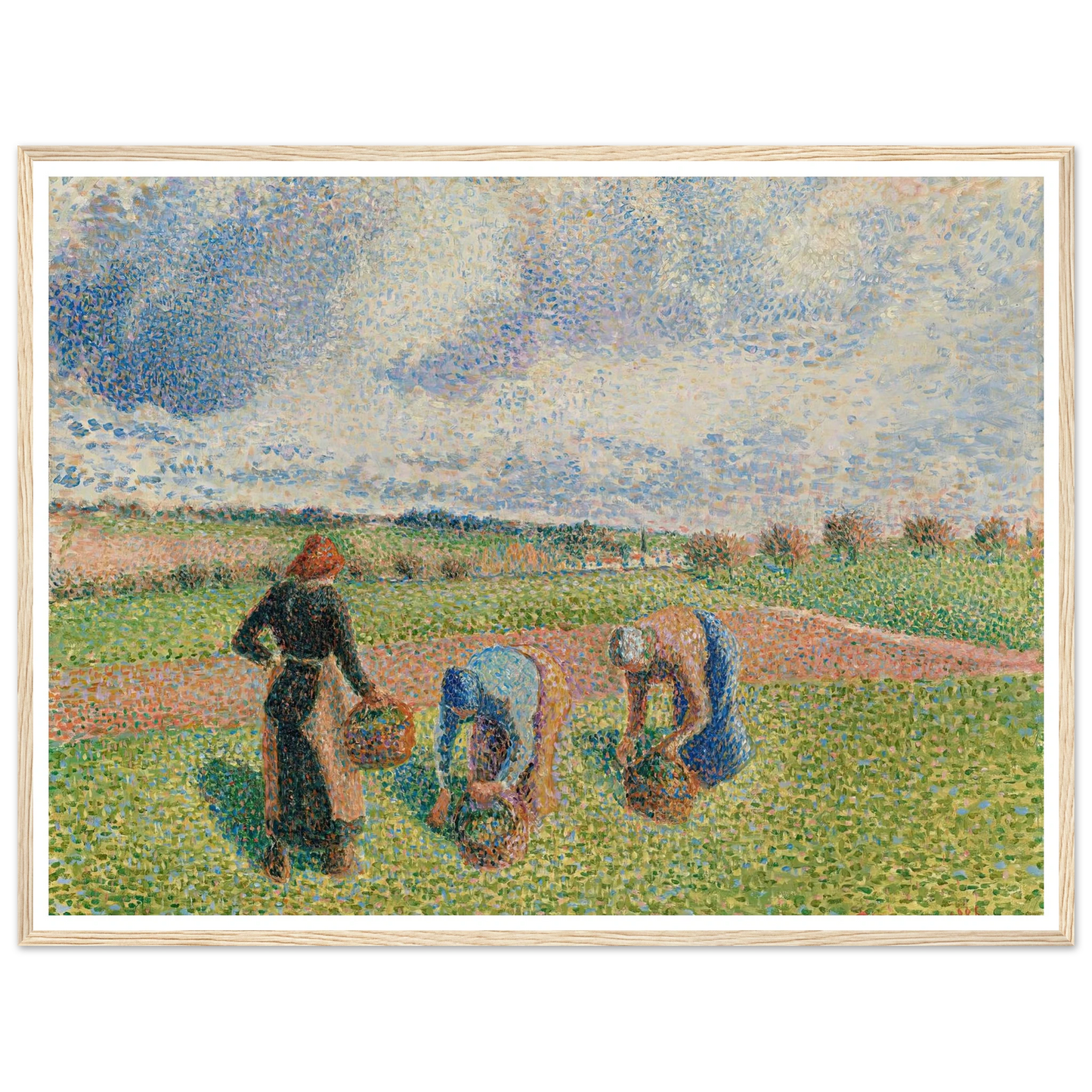 Paysannes Ramassant Des Herbes, Éragny (1886) Art Print | Camille Pissarro - Framed Poster - 30x40 cm / 12x16″ - Black frame