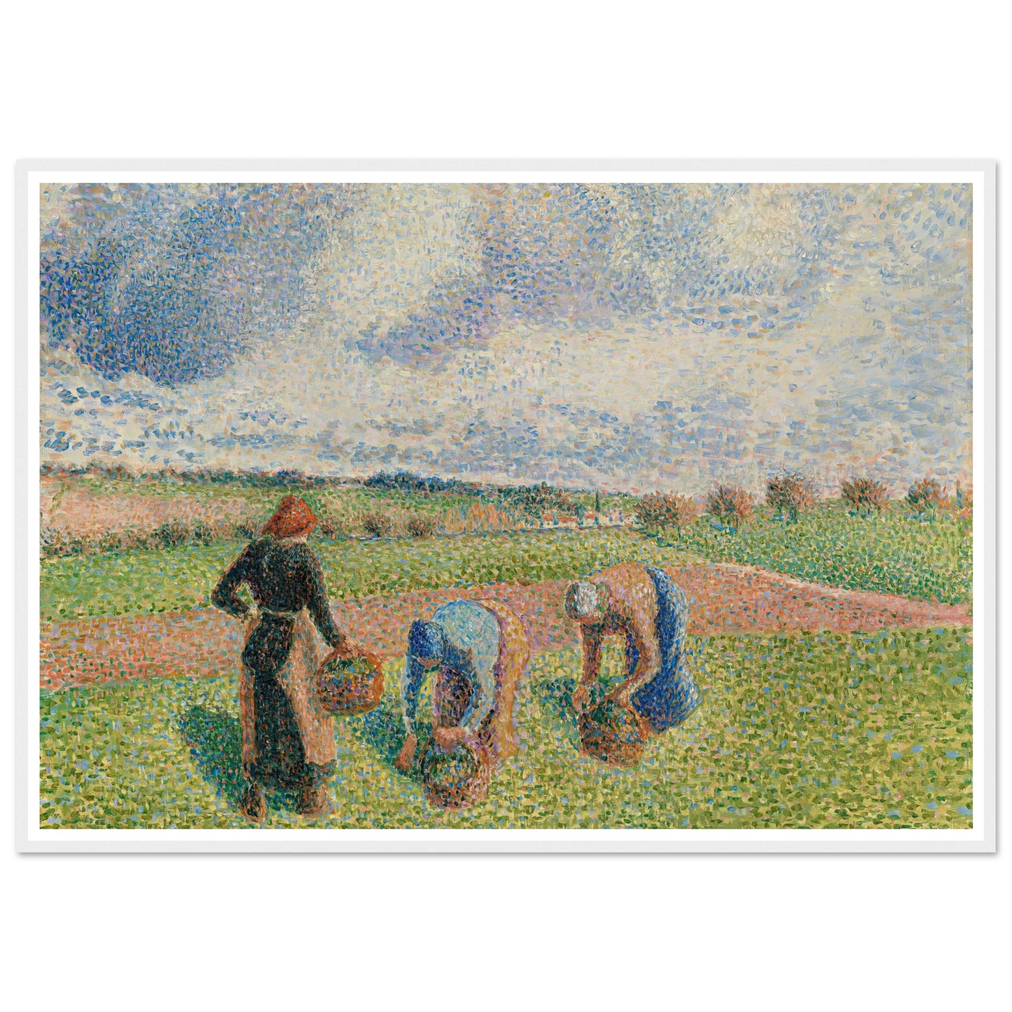 Paysannes Ramassant Des Herbes, Éragny (1886) Art Print | Camille Pissarro - Framed Poster - 30x40 cm / 12x16″ - Black frame