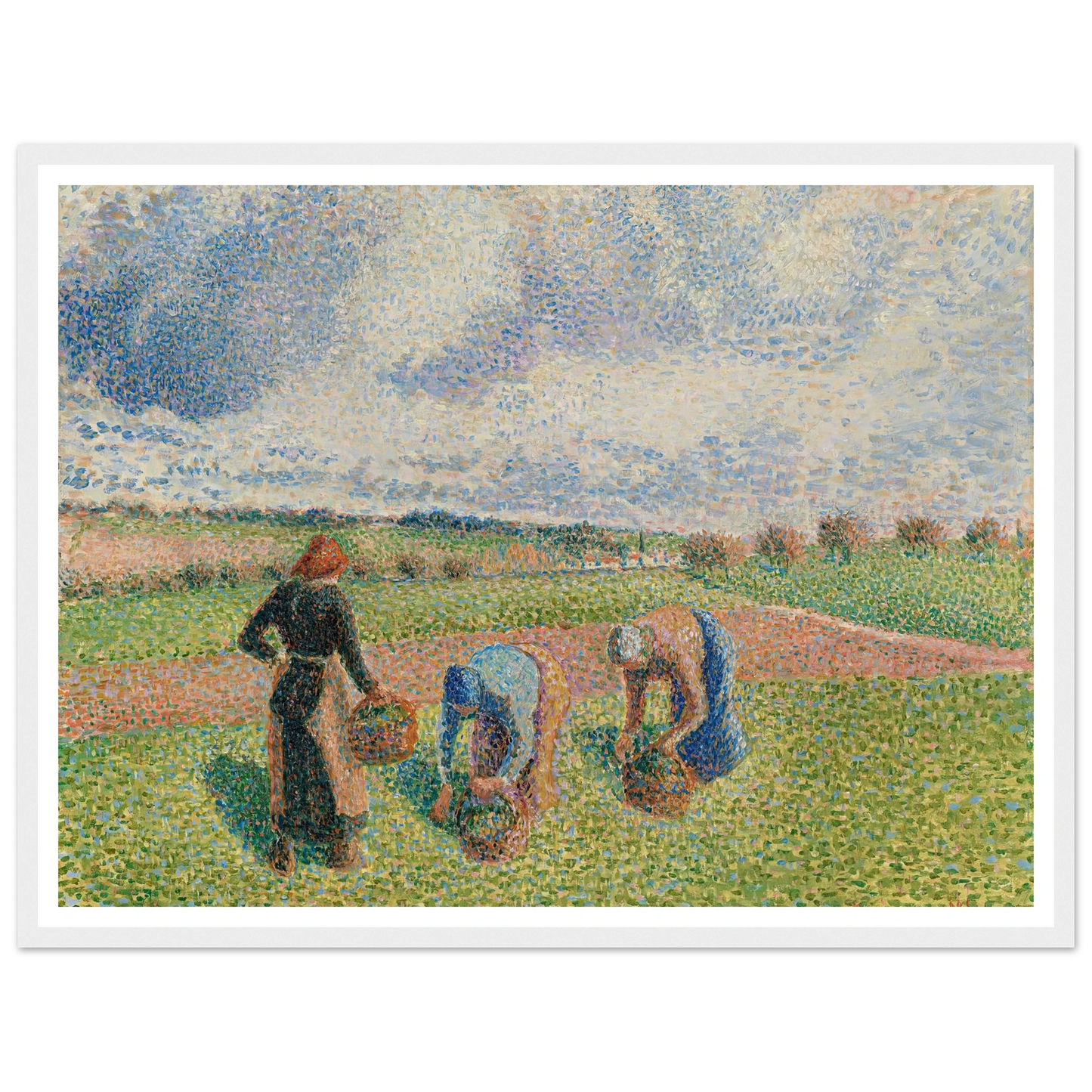 Paysannes Ramassant Des Herbes, Éragny (1886) Art Print | Camille Pissarro - Framed Poster - 30x40 cm / 12x16″ - Black frame