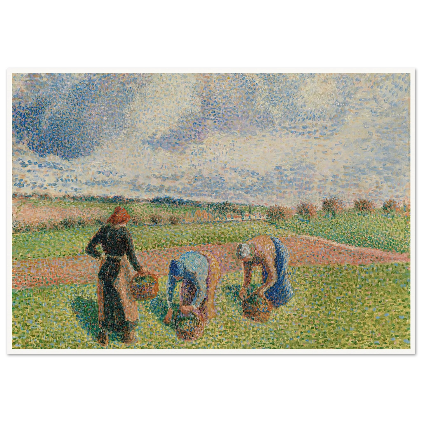 Paysannes Ramassant Des Herbes, Éragny (1886) Art Print | Camille Pissarro - Framed Poster - 30x40 cm / 12x16″ - Black frame