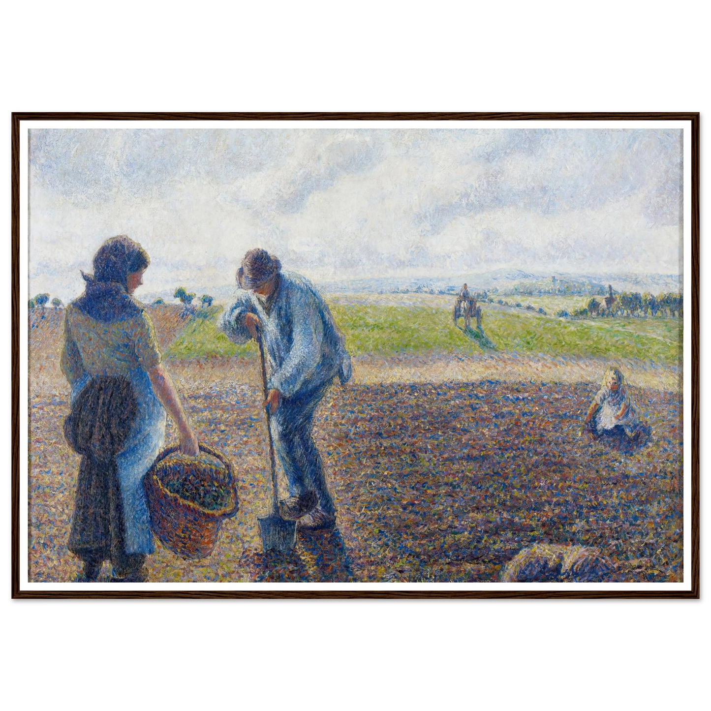 Paysans dans les champs, Éragny (Peasants in the Fields, Éragny) (1890) Art Print | Camille Pissarro - Framed Poster - 30x40 cm / 12x16″ - Black frame