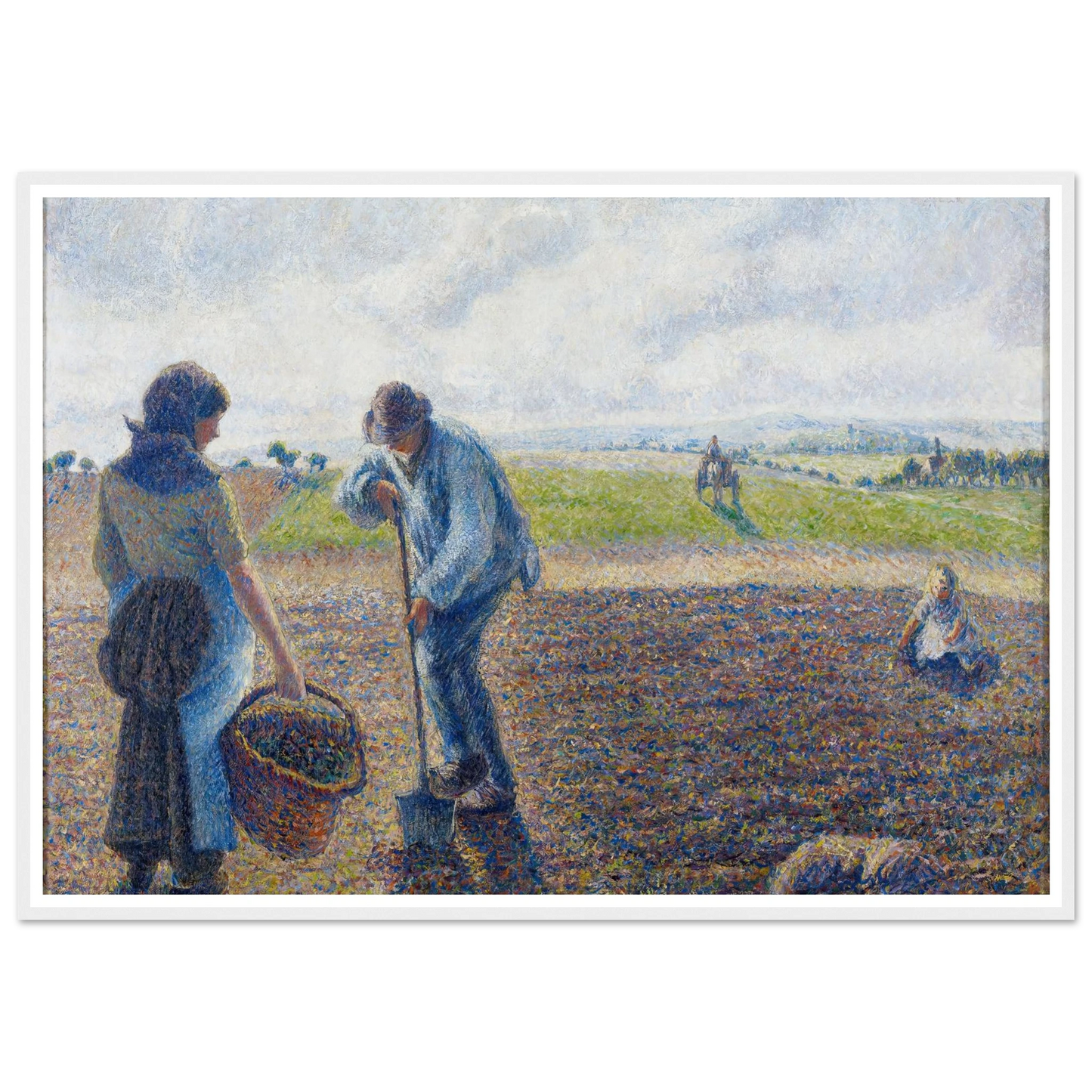 Paysans dans les champs, Éragny (Peasants in the Fields, Éragny) (1890) Art Print | Camille Pissarro - Framed Poster - 30x40 cm / 12x16″ - Black frame