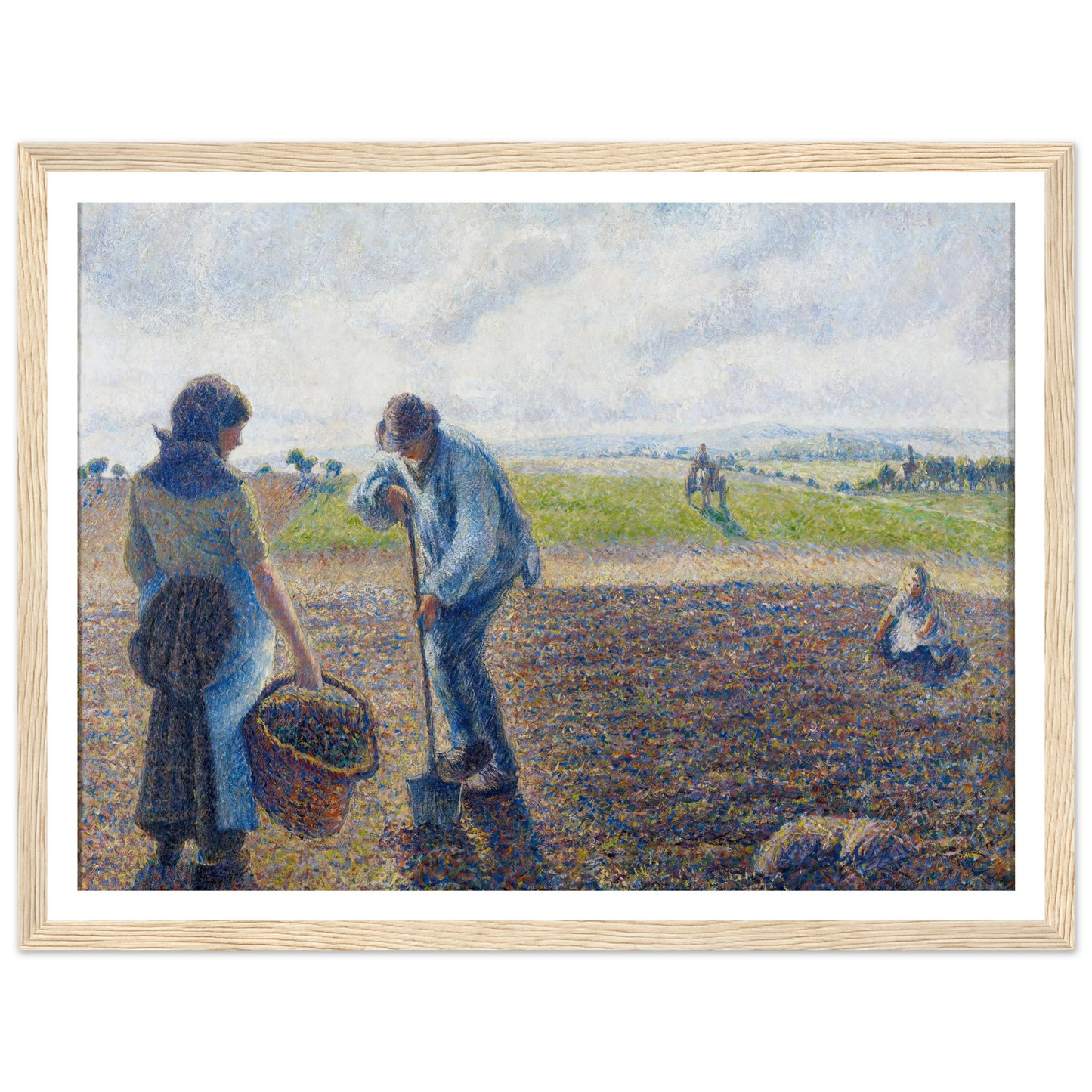 Paysans dans les champs, Éragny (Peasants in the Fields, Éragny) (1890) Art Print | Camille Pissarro - Framed Poster - 30x40 cm / 12x16″ - Black frame