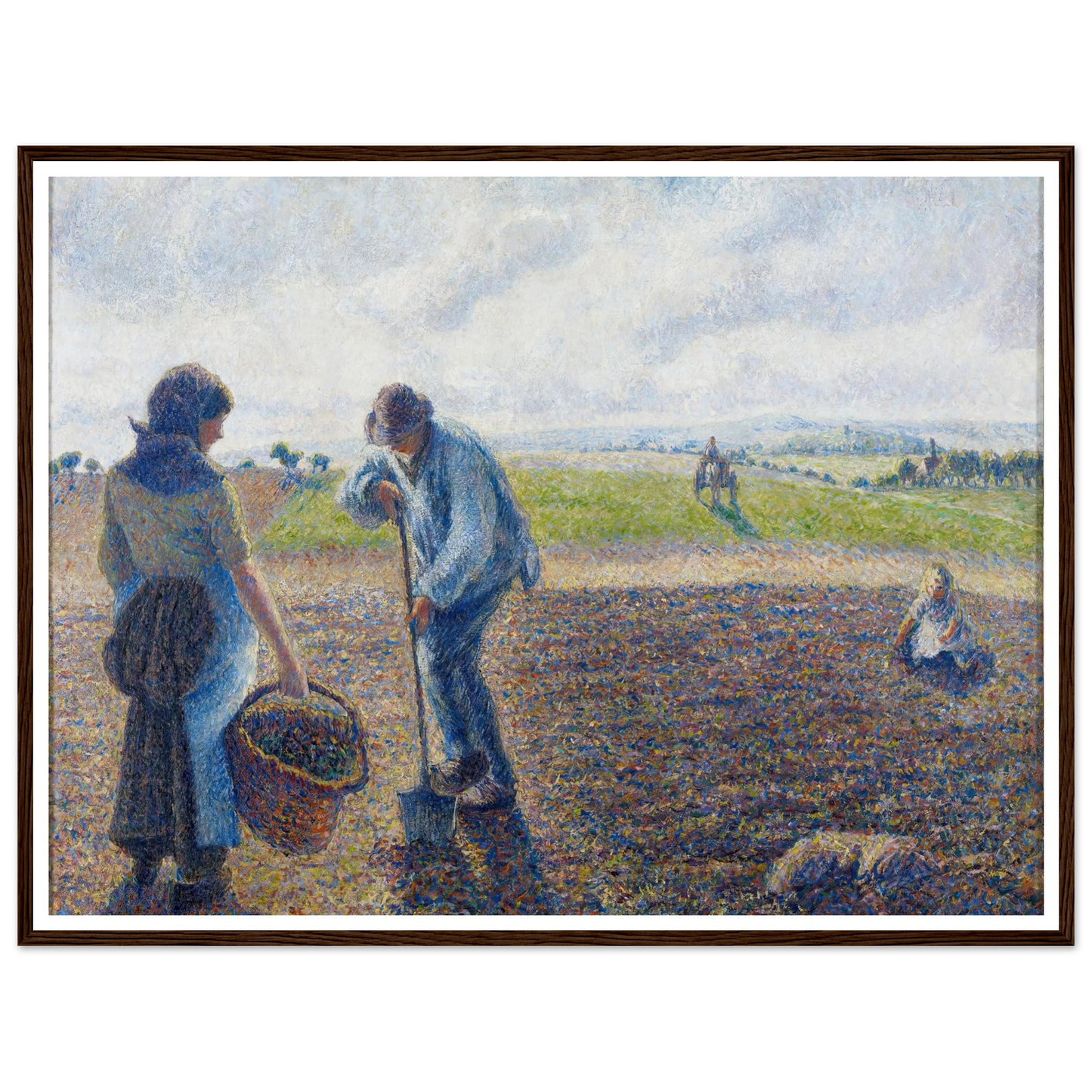 Paysans dans les champs, Éragny (Peasants in the Fields, Éragny) (1890) Art Print | Camille Pissarro - Framed Poster - 30x40 cm / 12x16″ - Black frame