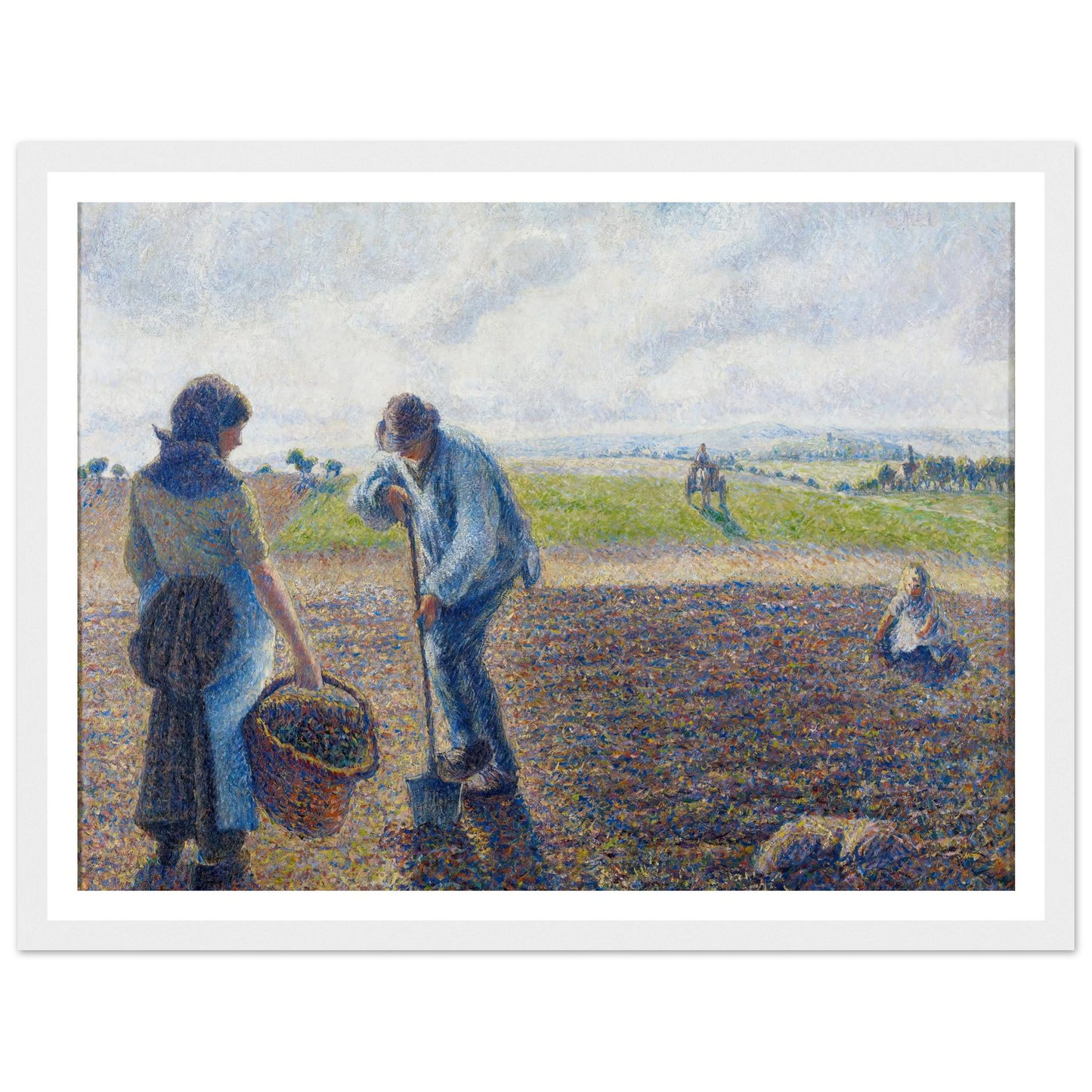Paysans dans les champs, Éragny (Peasants in the Fields, Éragny) (1890) Art Print | Camille Pissarro - Framed Poster - 30x40 cm / 12x16″ - Black frame