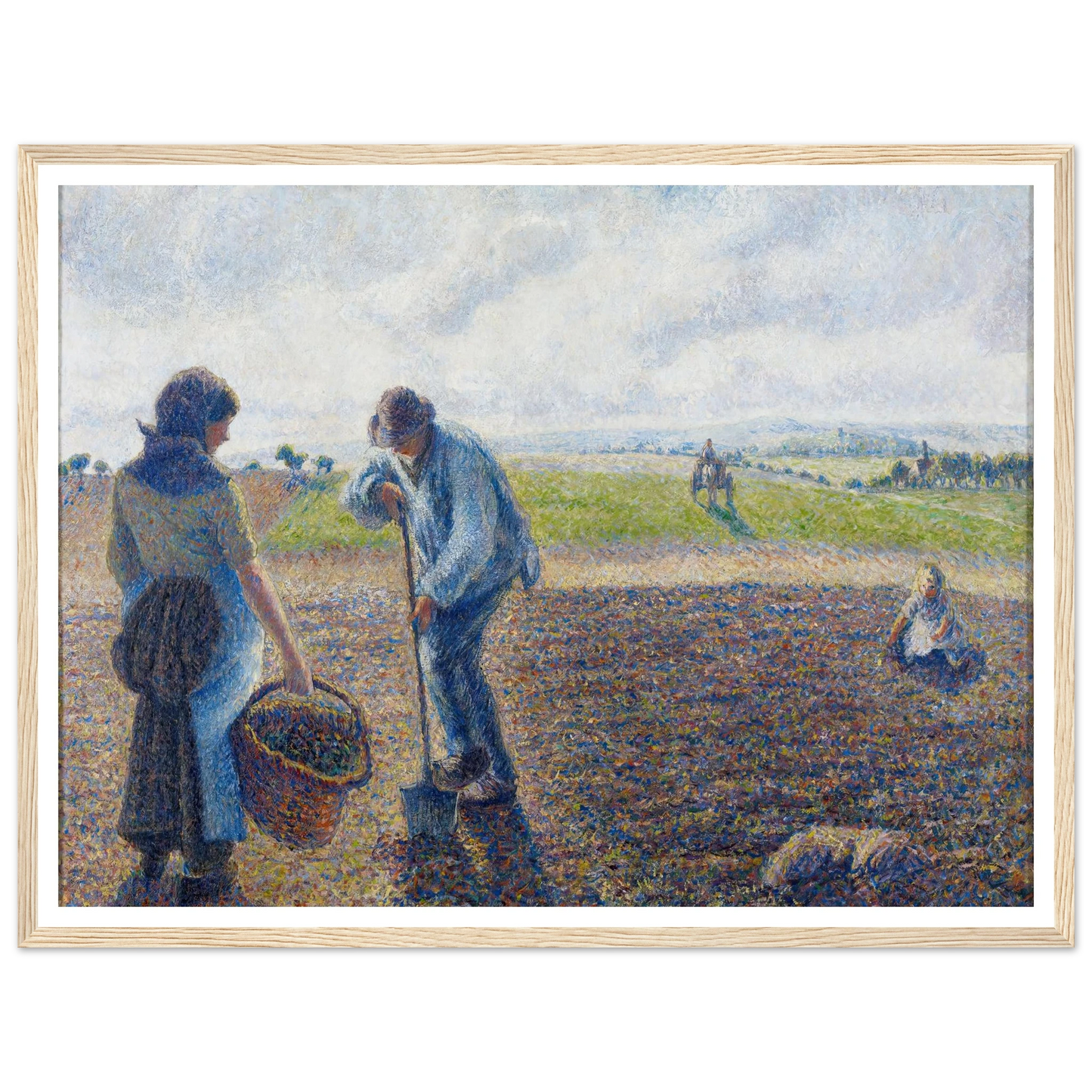Paysans dans les champs, Éragny (Peasants in the Fields, Éragny) (1890) Art Print | Camille Pissarro - Framed Poster - 30x40 cm / 12x16″ - Black frame