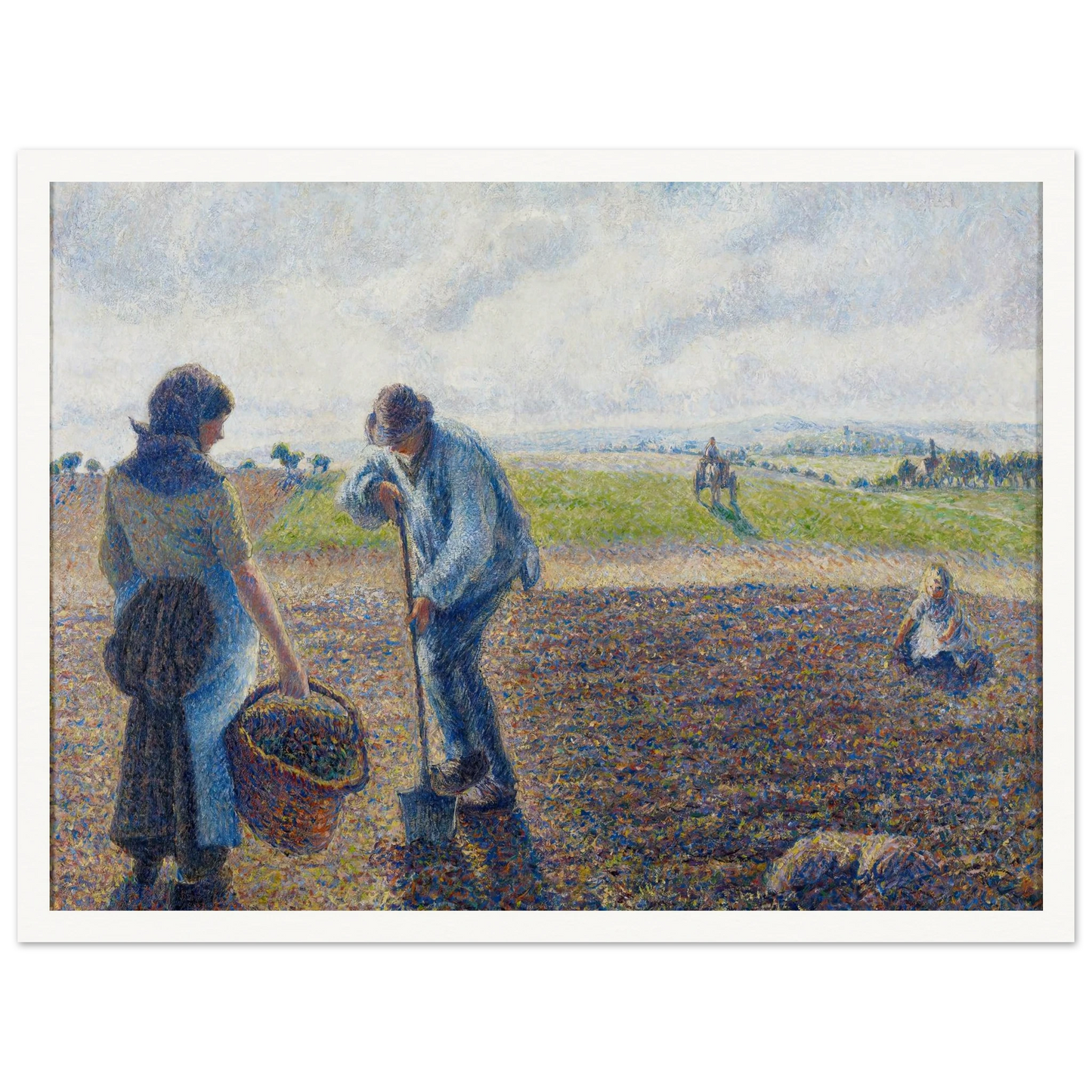 Paysans dans les champs, Éragny (Peasants in the Fields, Éragny) (1890) Art Print | Camille Pissarro - Framed Poster - 30x40 cm / 12x16″ - Black frame