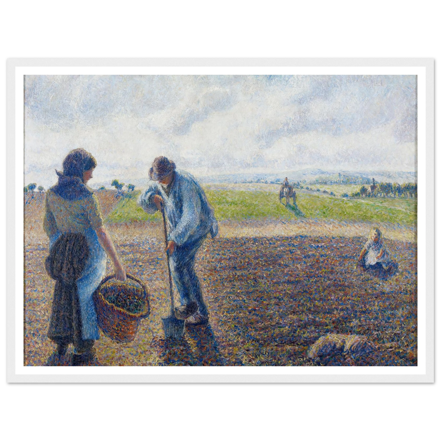 Paysans dans les champs, Éragny (Peasants in the Fields, Éragny) (1890) Art Print | Camille Pissarro - Framed Poster - 30x40 cm / 12x16″ - Black frame