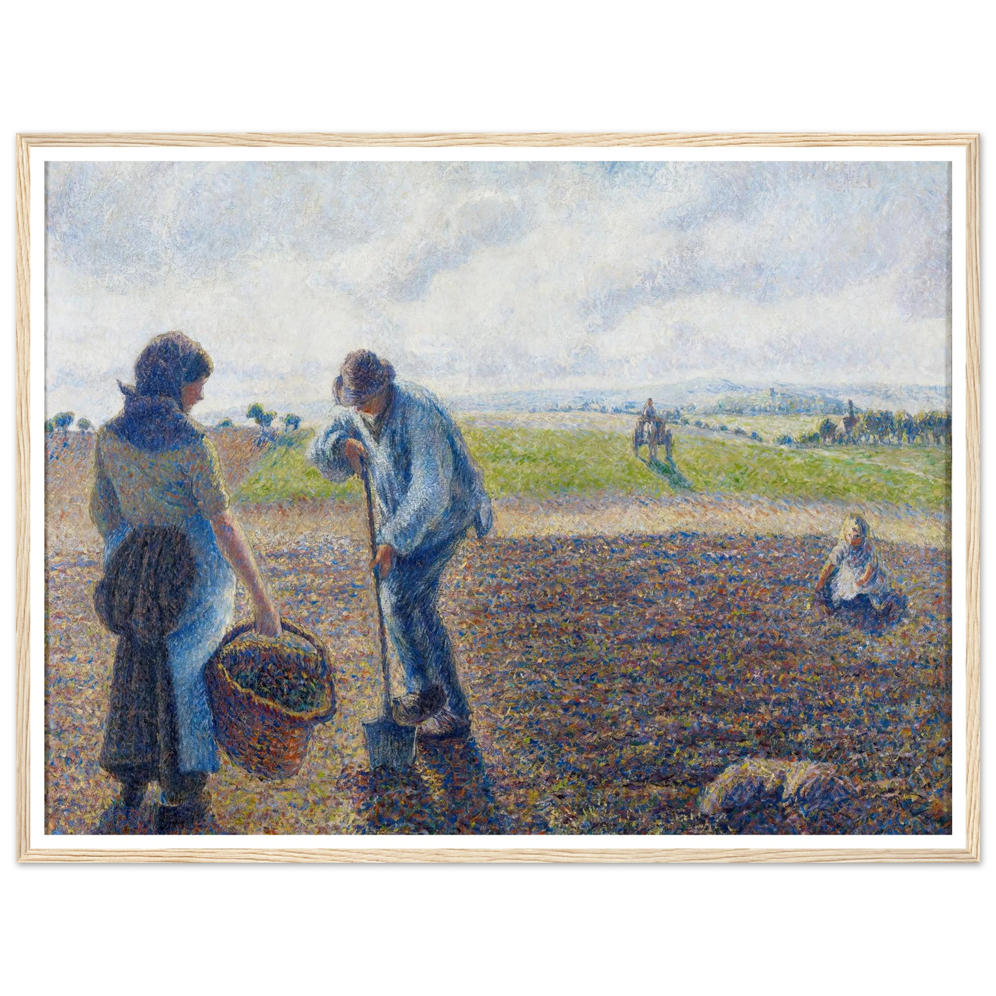Paysans dans les champs, Éragny (Peasants in the Fields, Éragny) (1890) Art Print | Camille Pissarro - Framed Poster - 30x40 cm / 12x16″ - Black frame