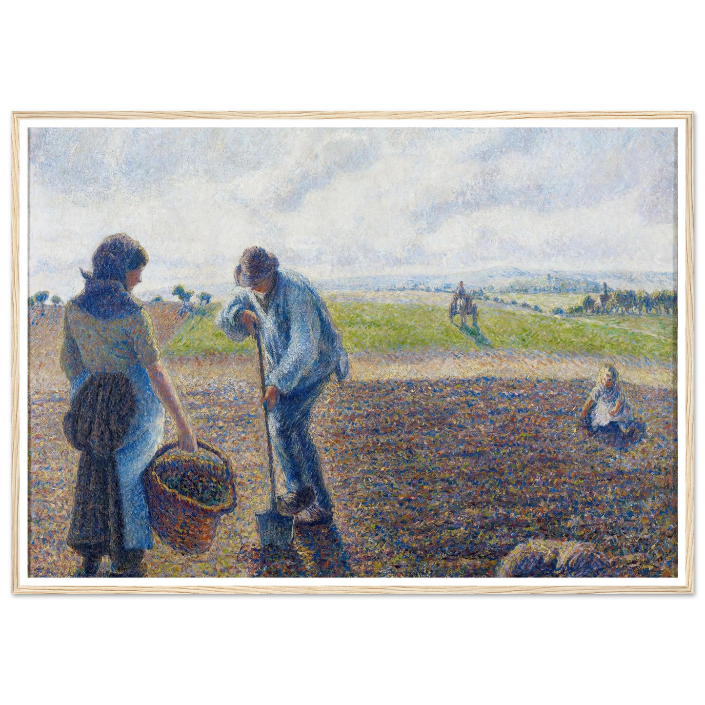 Paysans dans les champs, Éragny (Peasants in the Fields, Éragny) (1890) Art Print | Camille Pissarro - Framed Poster - 30x40 cm / 12x16″ - Black frame