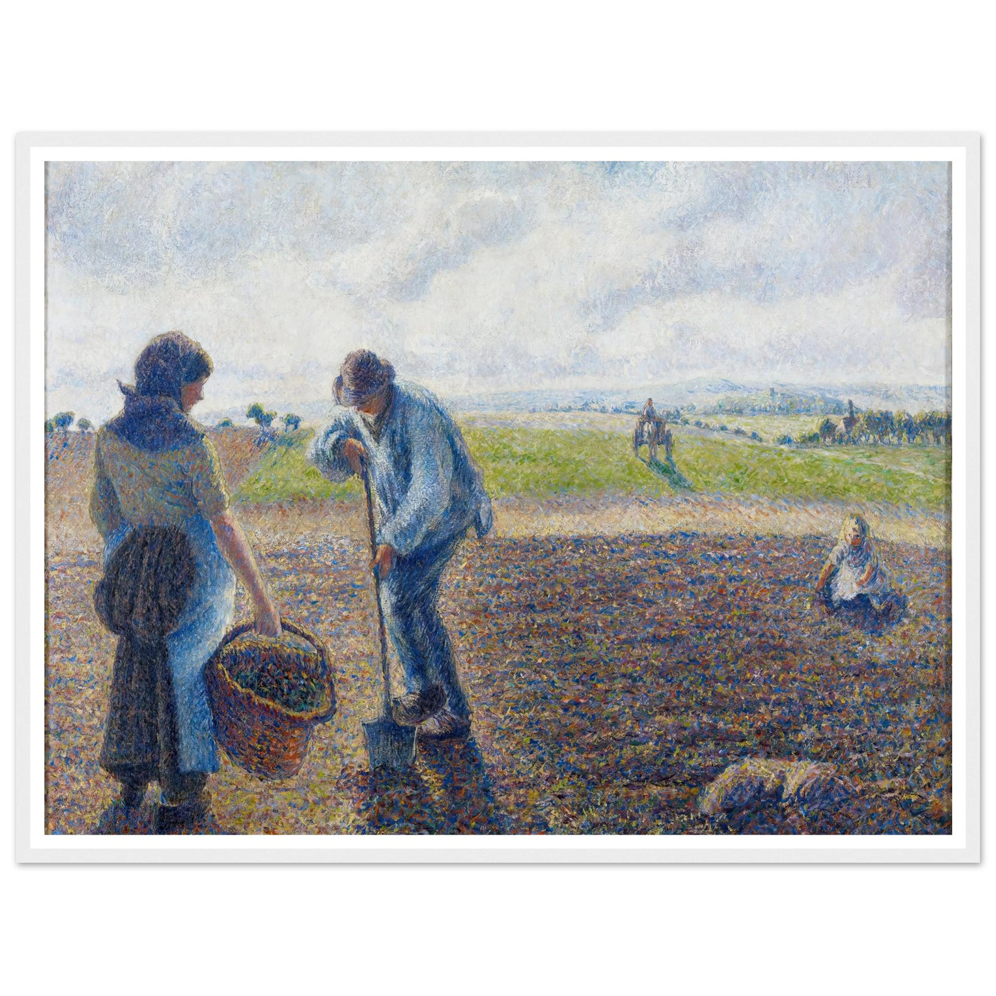 Paysans dans les champs, Éragny (Peasants in the Fields, Éragny) (1890) Art Print | Camille Pissarro - Framed Poster - 30x40 cm / 12x16″ - Black frame