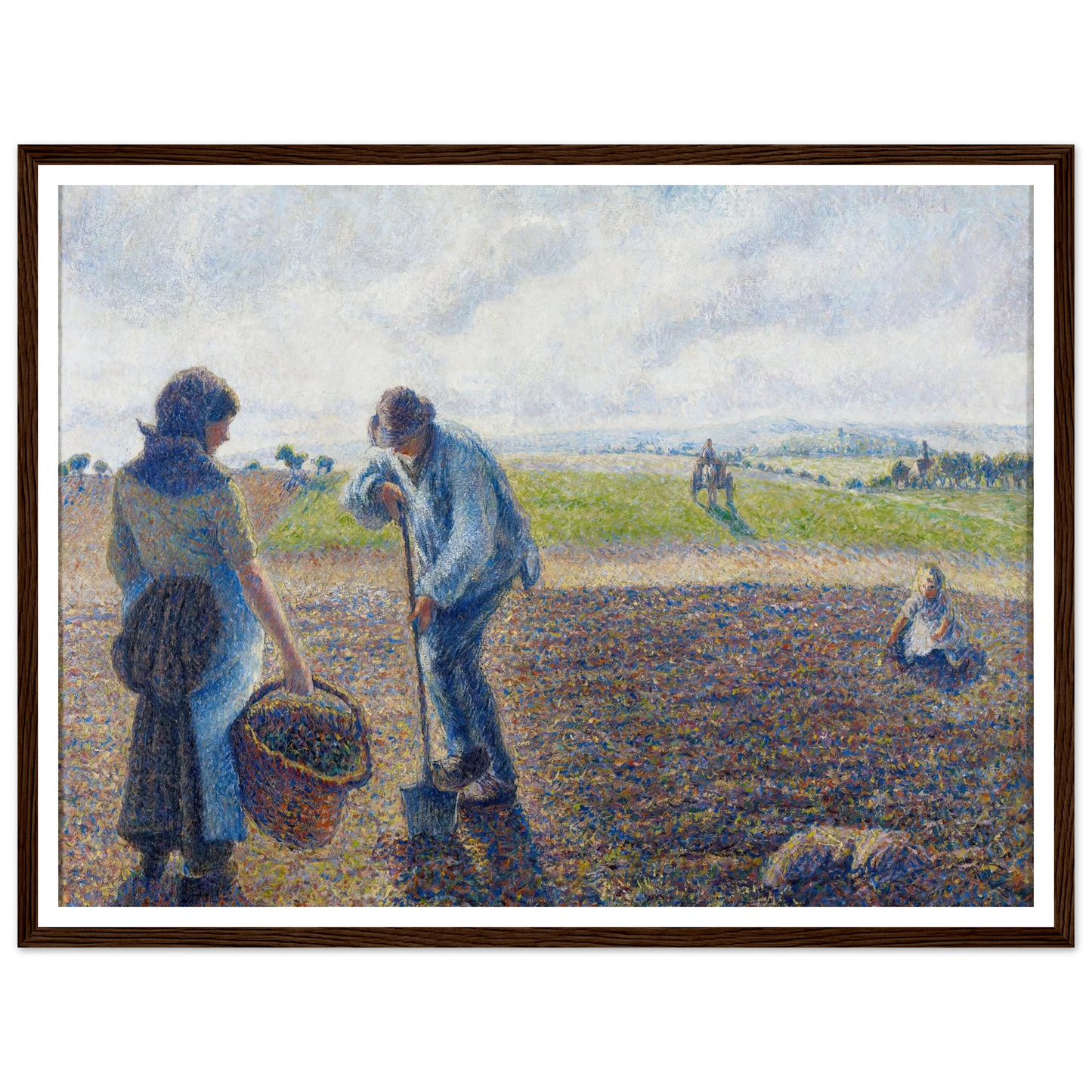 Paysans dans les champs, Éragny (Peasants in the Fields, Éragny) (1890) Art Print | Camille Pissarro - Framed Poster - 30x40 cm / 12x16″ - Black frame