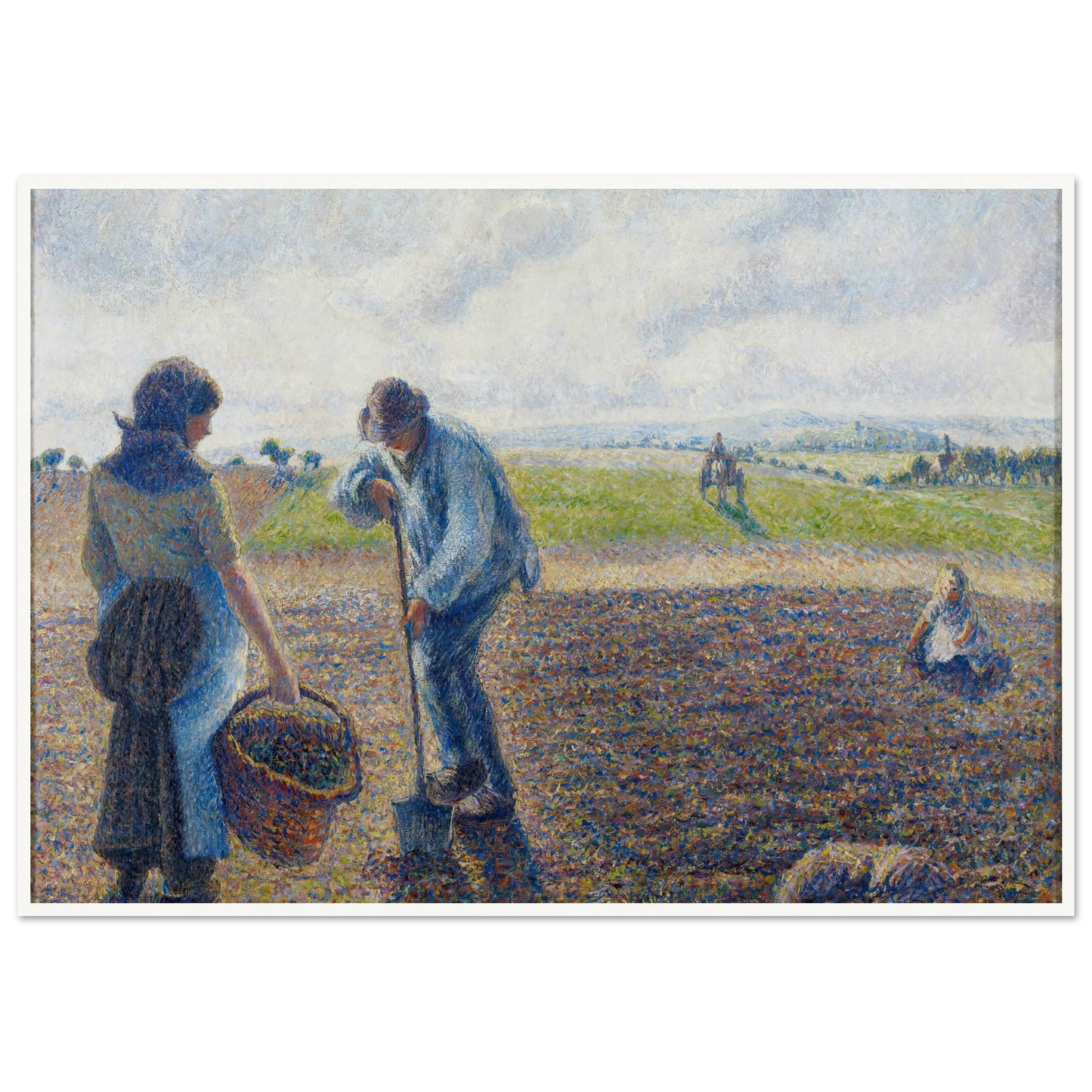 Paysans dans les champs, Éragny (Peasants in the Fields, Éragny) (1890) Art Print | Camille Pissarro - Framed Poster - 30x40 cm / 12x16″ - Black frame