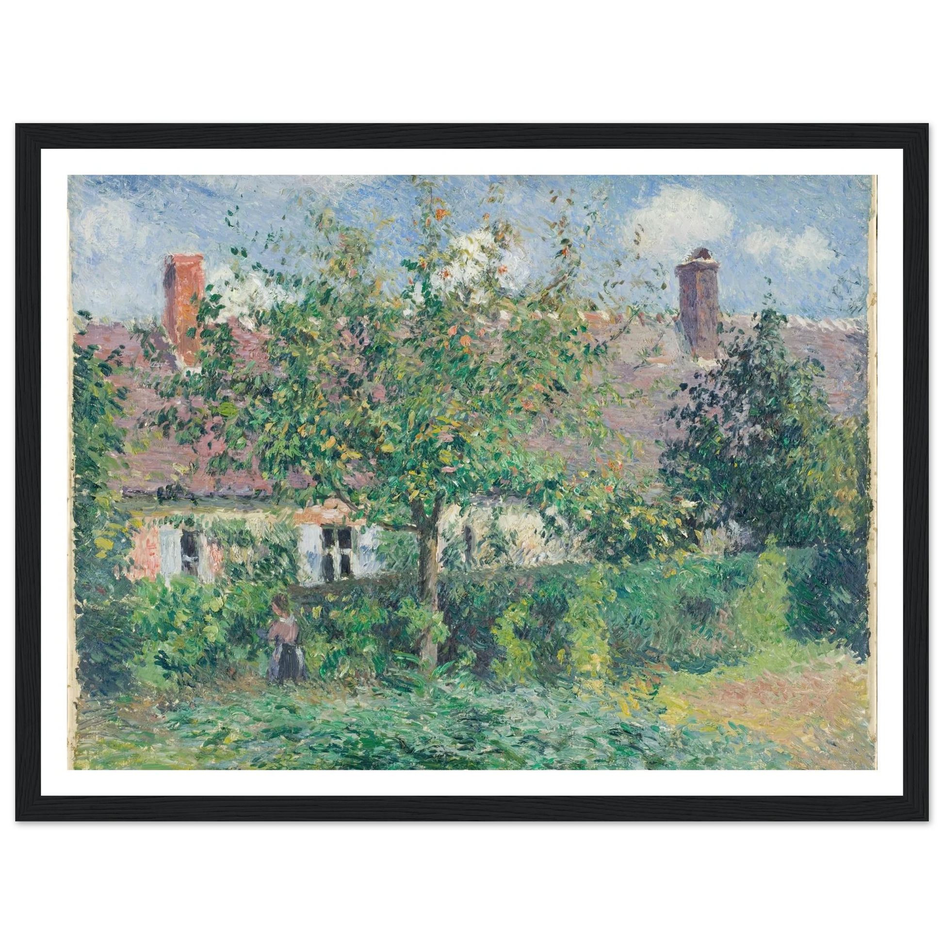 Peasant House at Éragny (1884) Art Print | Camille Pissarro - Framed Poster - 30x40 cm / 12x16″ - Black frame