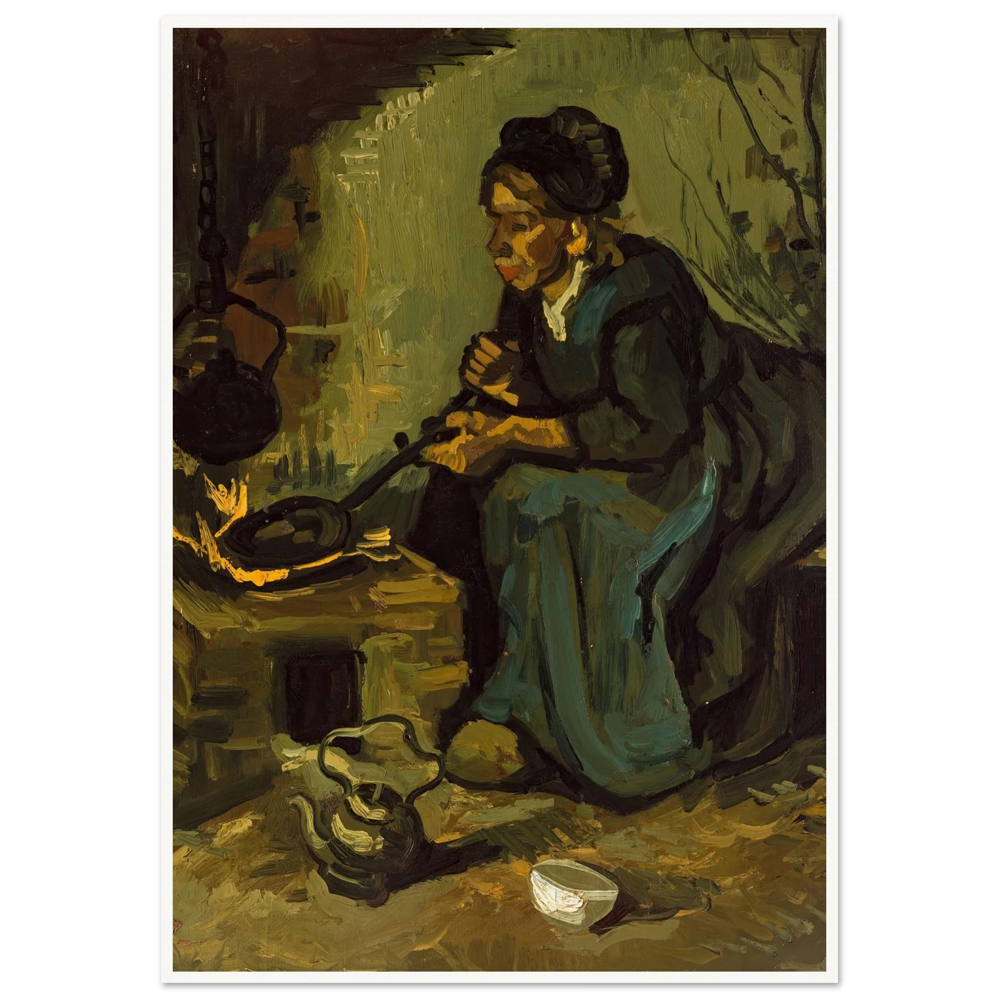 Peasant Woman Cooking by a Fireplace (1885) Art Print | Vincent van ...