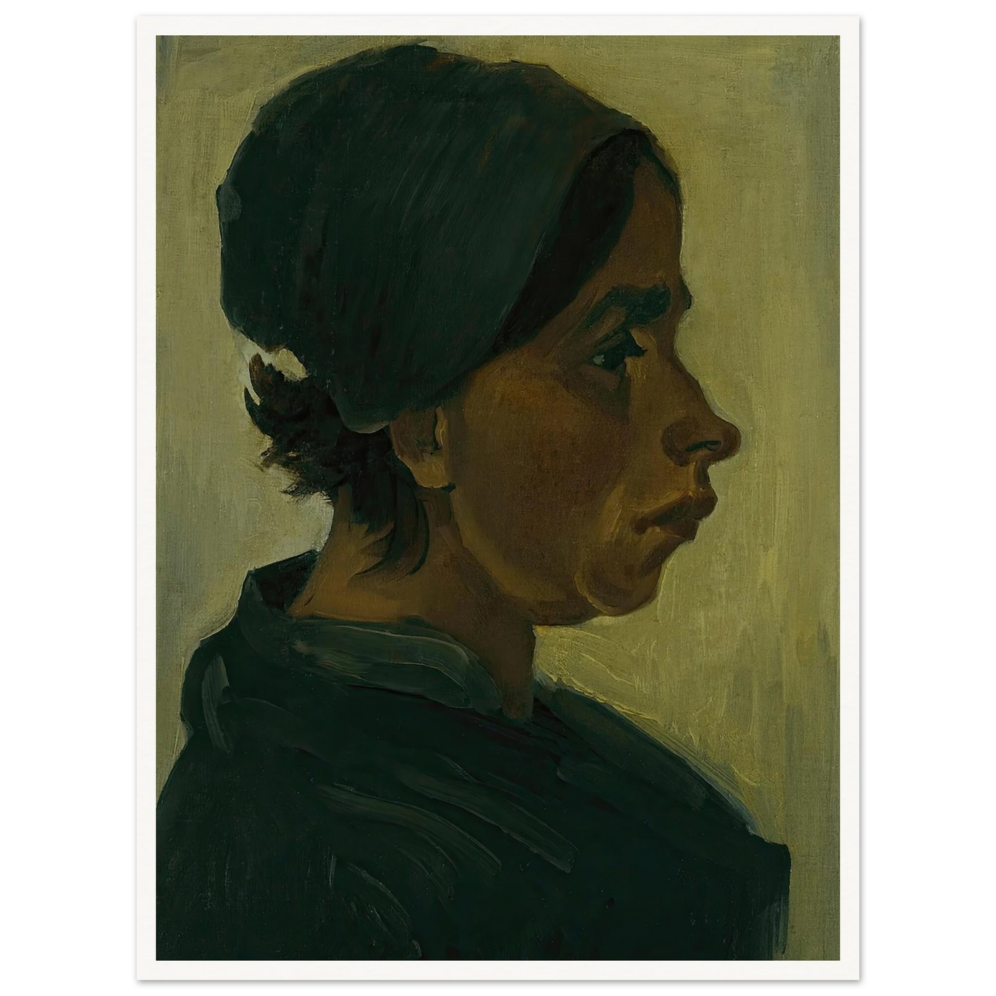 Peasant woman, head (1884) Art Print | Vincent van Gogh - Framed Poster - 30x40 cm / 12x16″ - Black frame