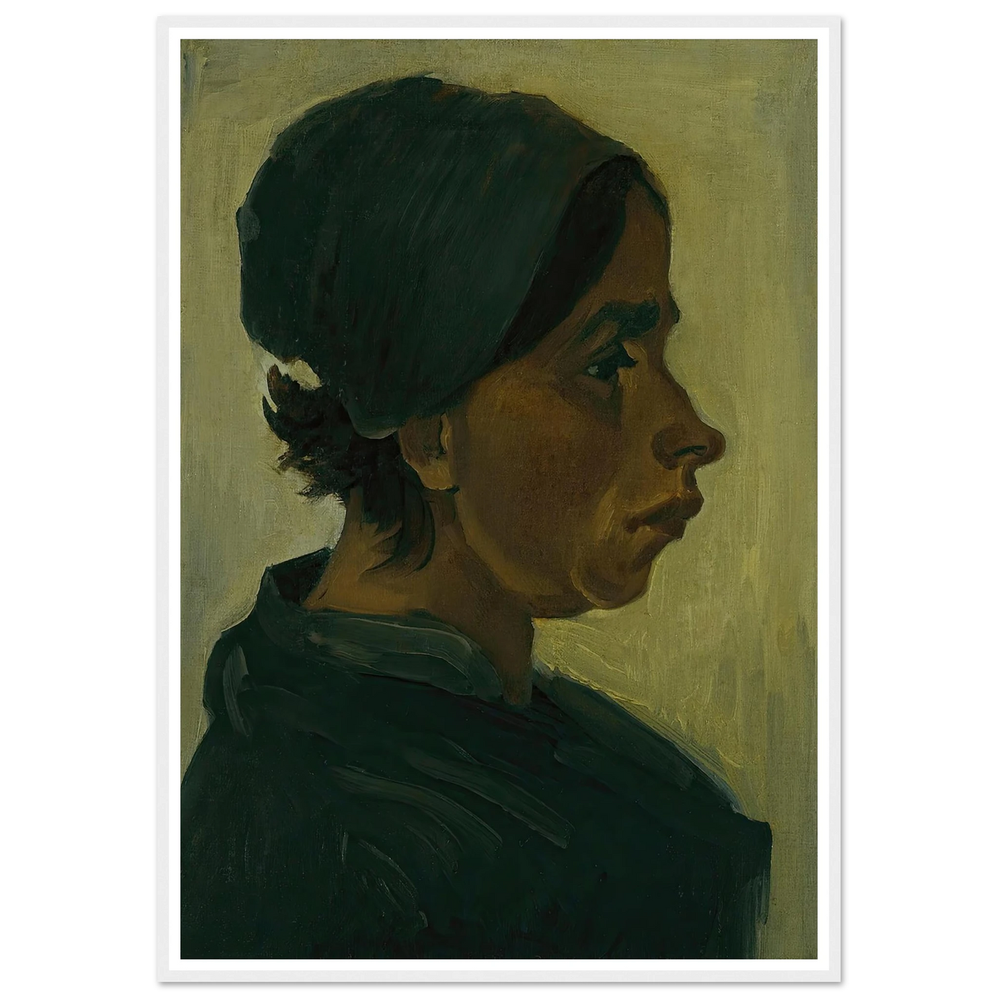 Peasant woman, head (1884) Art Print | Vincent van Gogh - Framed Poster - 30x40 cm / 12x16″ - Black frame