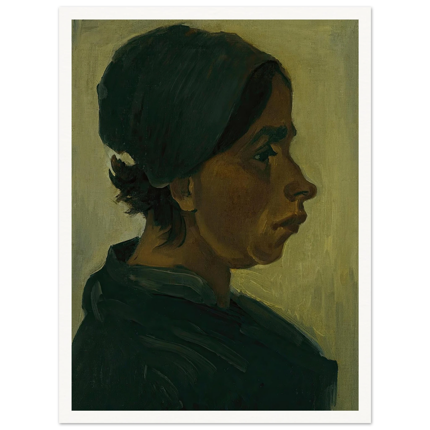 Peasant woman, head (1884) Art Print | Vincent van Gogh - Framed Poster - 30x40 cm / 12x16″ - Black frame
