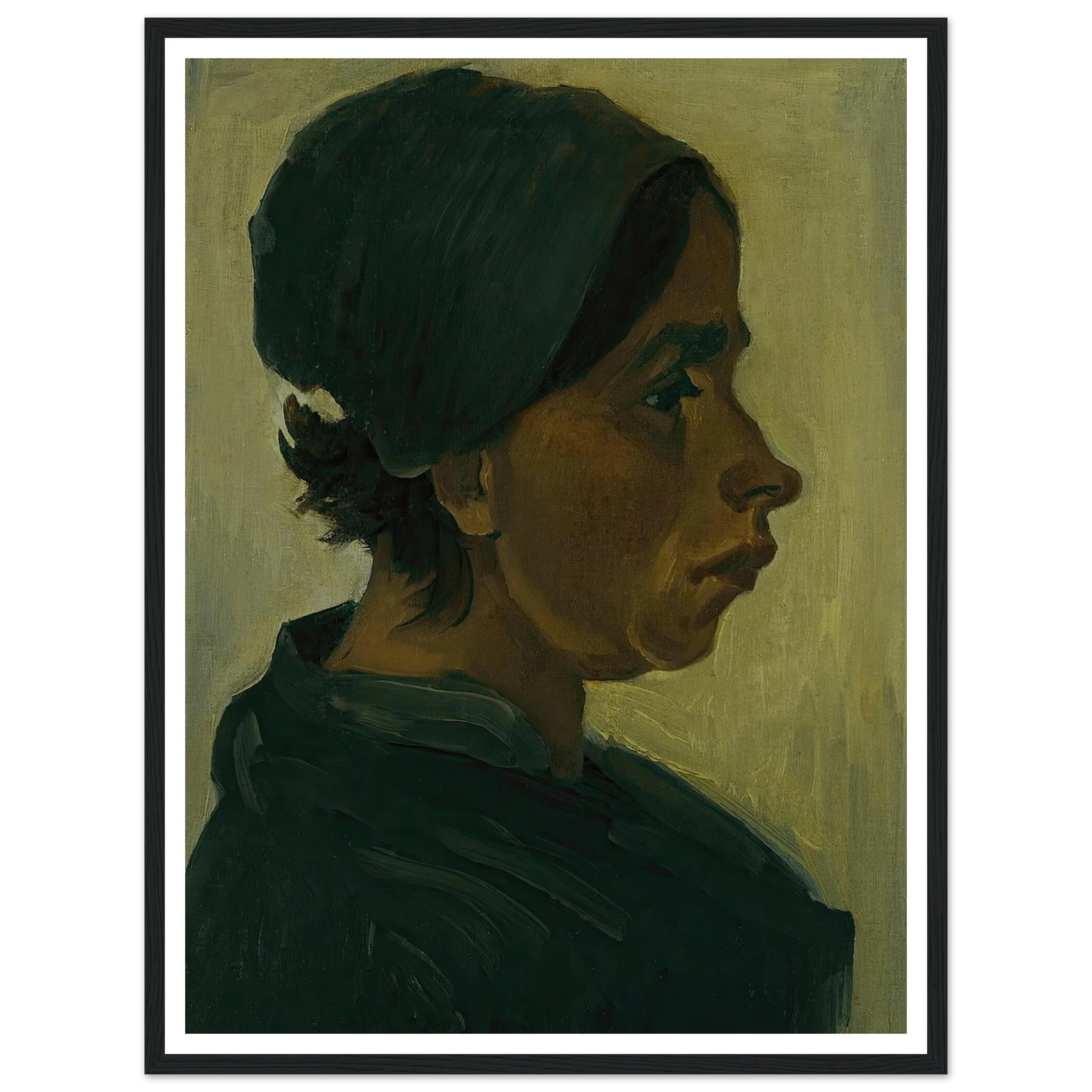 Peasant woman, head (1884) Art Print | Vincent van Gogh - Framed Poster - 30x40 cm / 12x16″ - Black frame