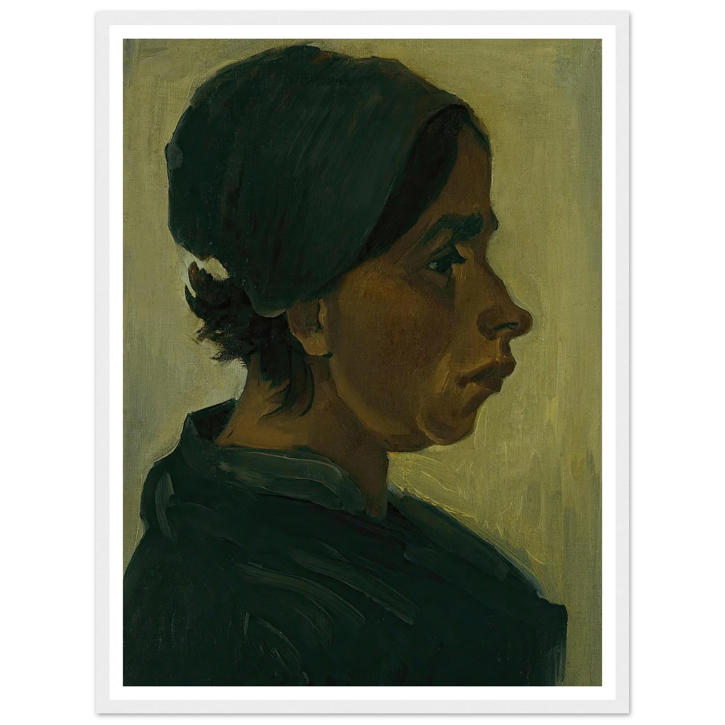 Peasant woman, head (1884) Art Print | Vincent van Gogh - Framed Poster - 30x40 cm / 12x16″ - Black frame