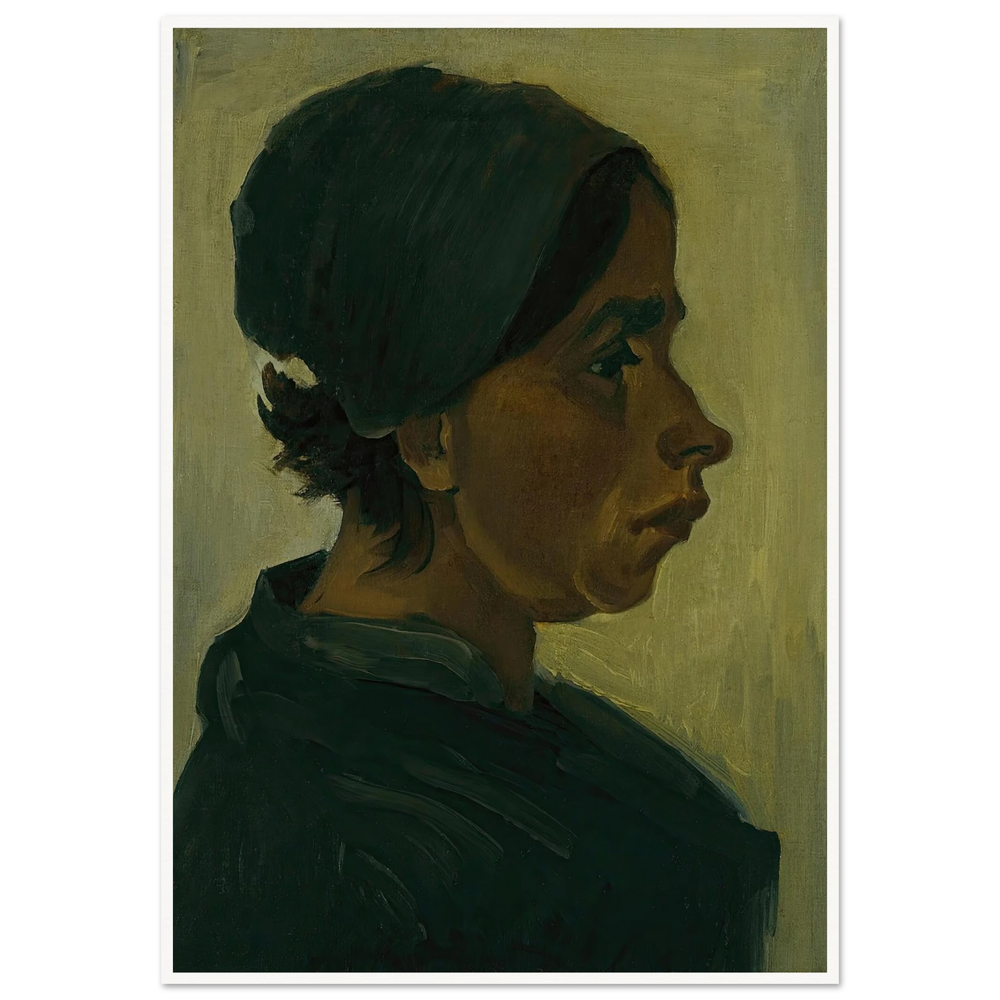 Peasant woman, head (1884) Art Print | Vincent van Gogh - Framed Poster - 30x40 cm / 12x16″ - Black frame