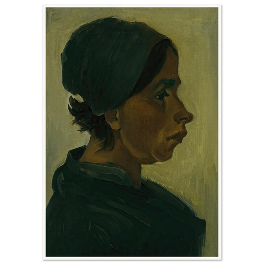 Peasant woman, head (1884) Art Print | Vincent van Gogh - Framed Poster - 30x40 cm / 12x16″ - Black frame