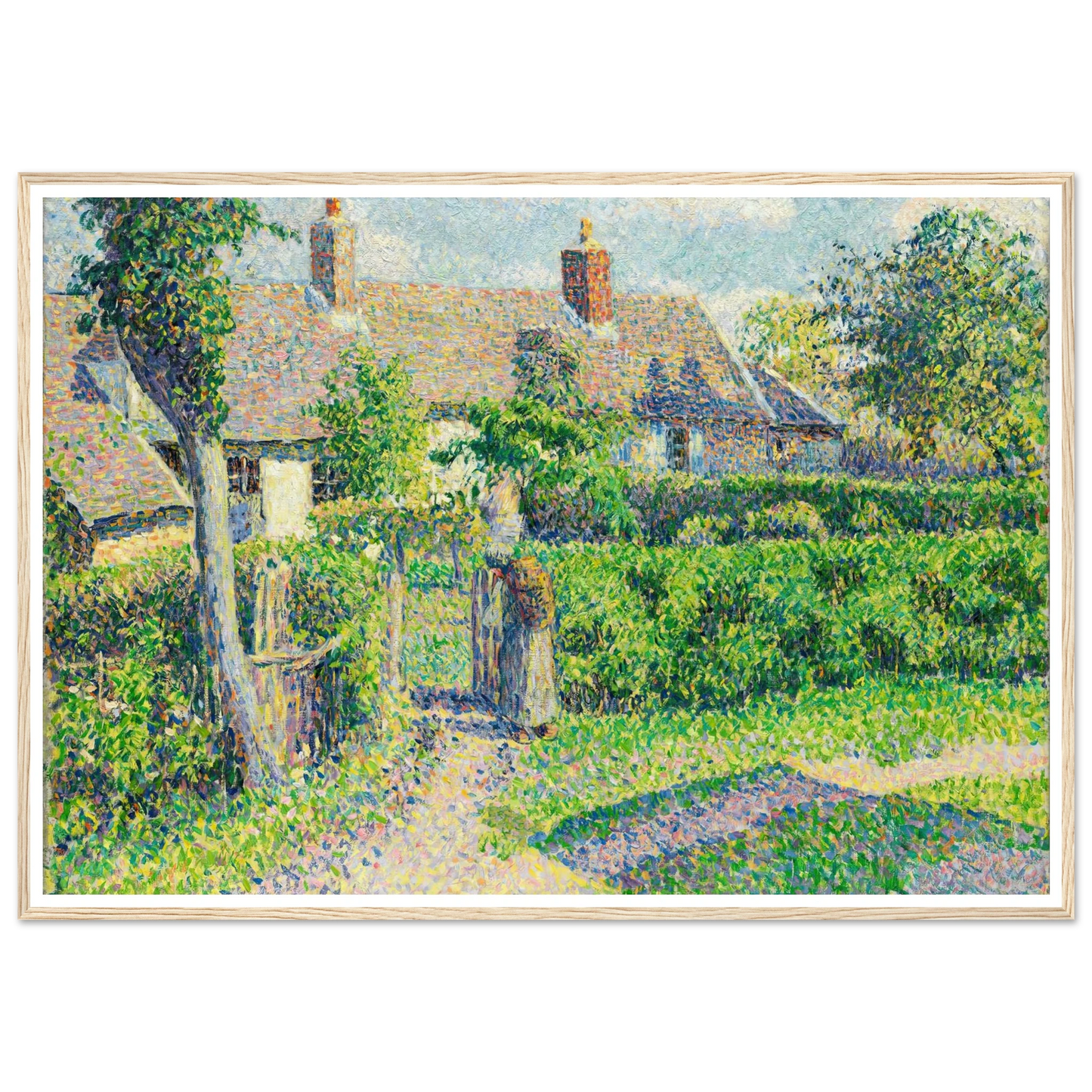 Peasants’ houses, Eragny (1887) Art Print | Camille Pissarro - Framed Poster - 30x40 cm / 12x16″ - Black frame
