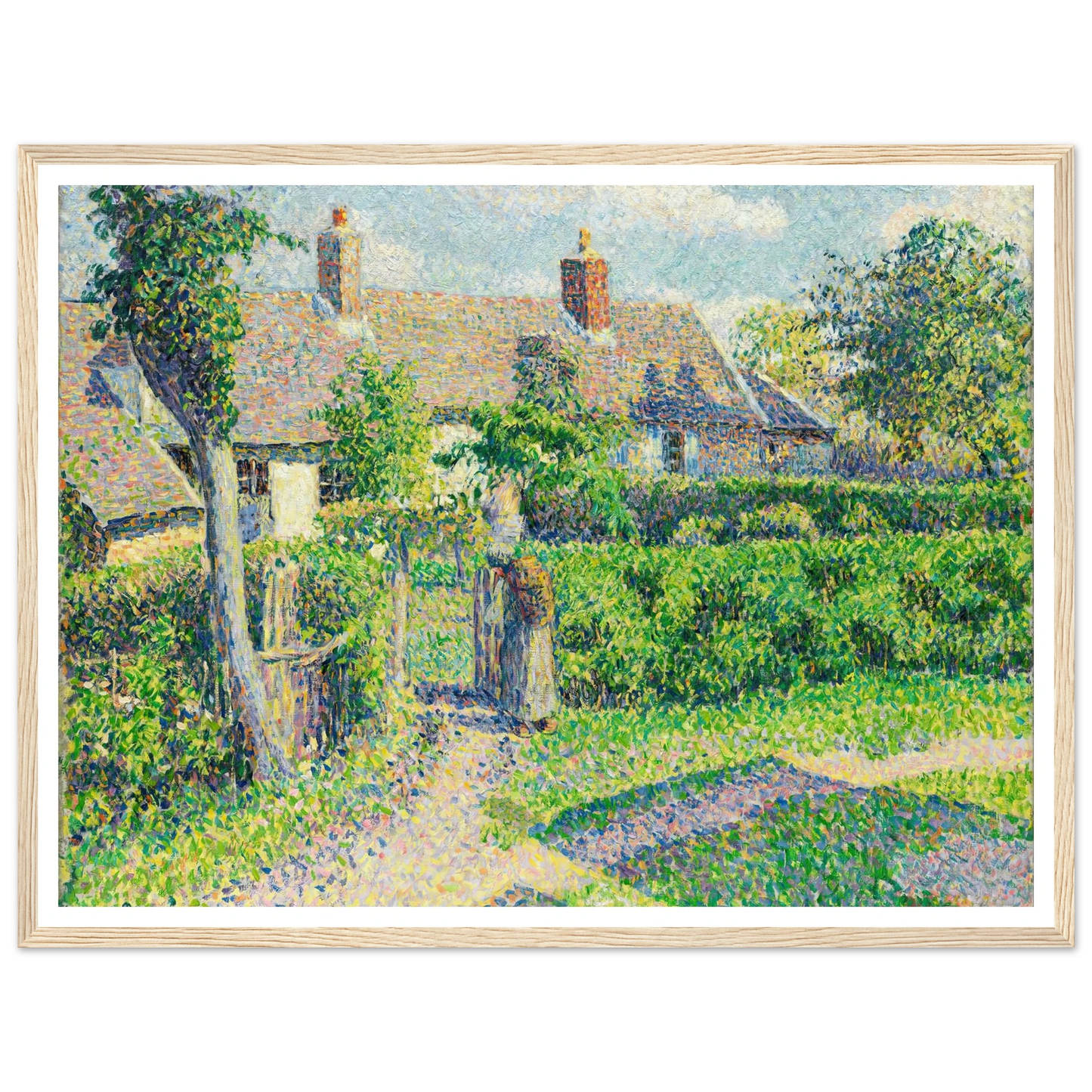 Peasants’ houses, Eragny (1887) Art Print | Camille Pissarro - Framed Poster - 30x40 cm / 12x16″ - Black frame