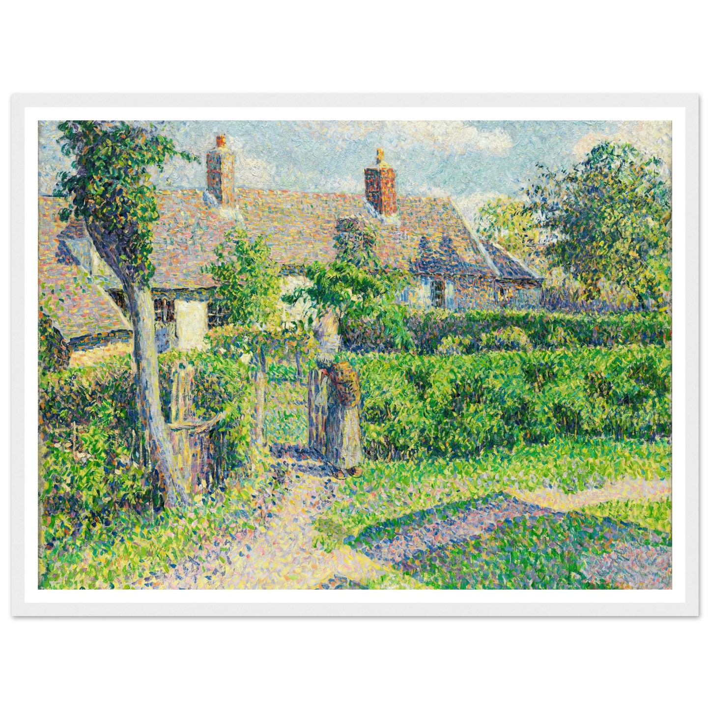 Peasants’ houses, Eragny (1887) Art Print | Camille Pissarro - Framed Poster - 30x40 cm / 12x16″ - Black frame