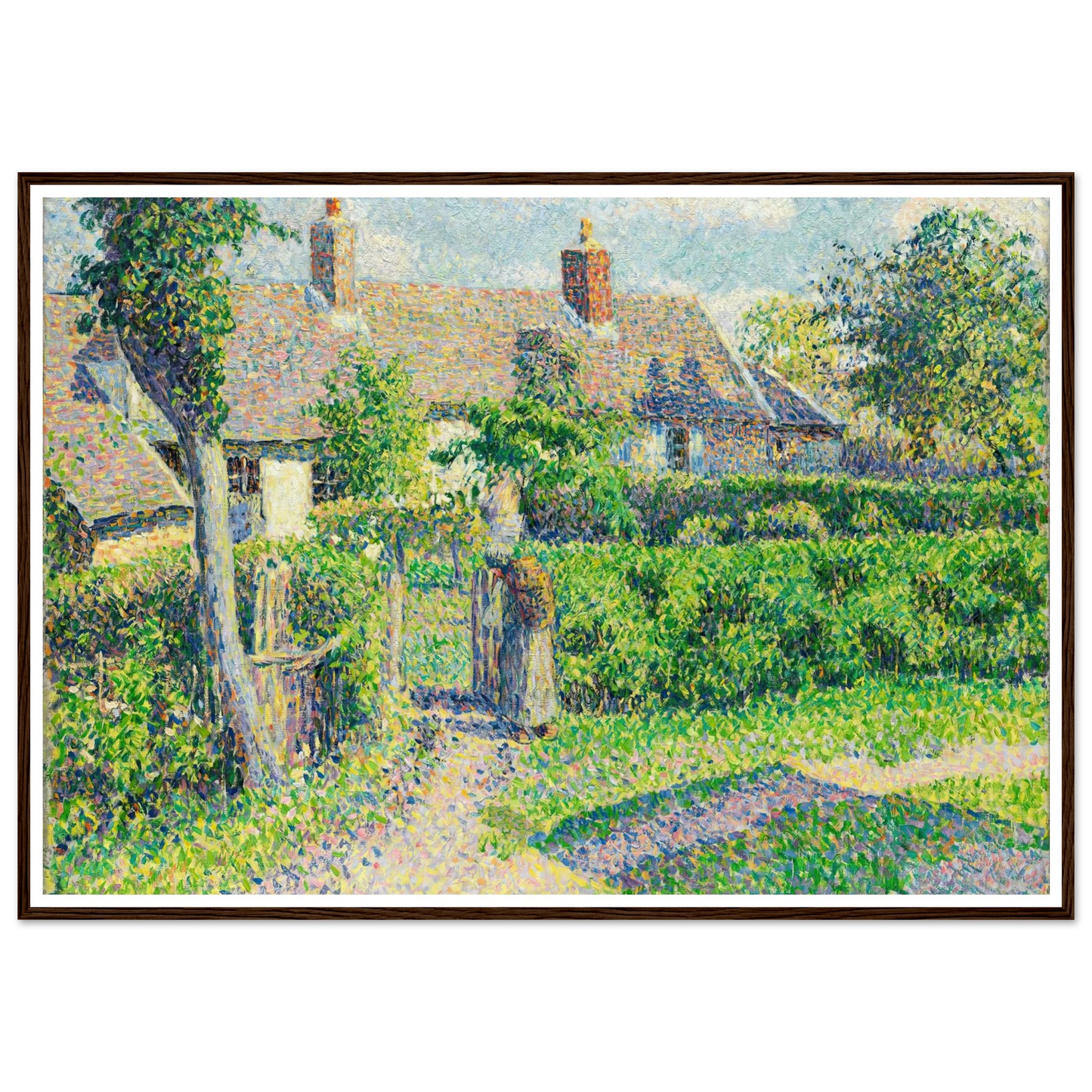 Peasants’ houses, Eragny (1887) Art Print | Camille Pissarro - Framed Poster - 30x40 cm / 12x16″ - Black frame