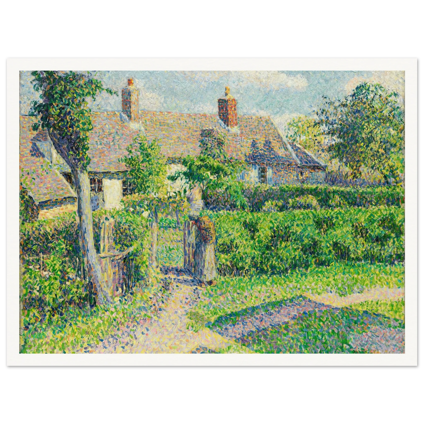 Peasants’ houses, Eragny (1887) Art Print | Camille Pissarro - Framed Poster - 30x40 cm / 12x16″ - Black frame