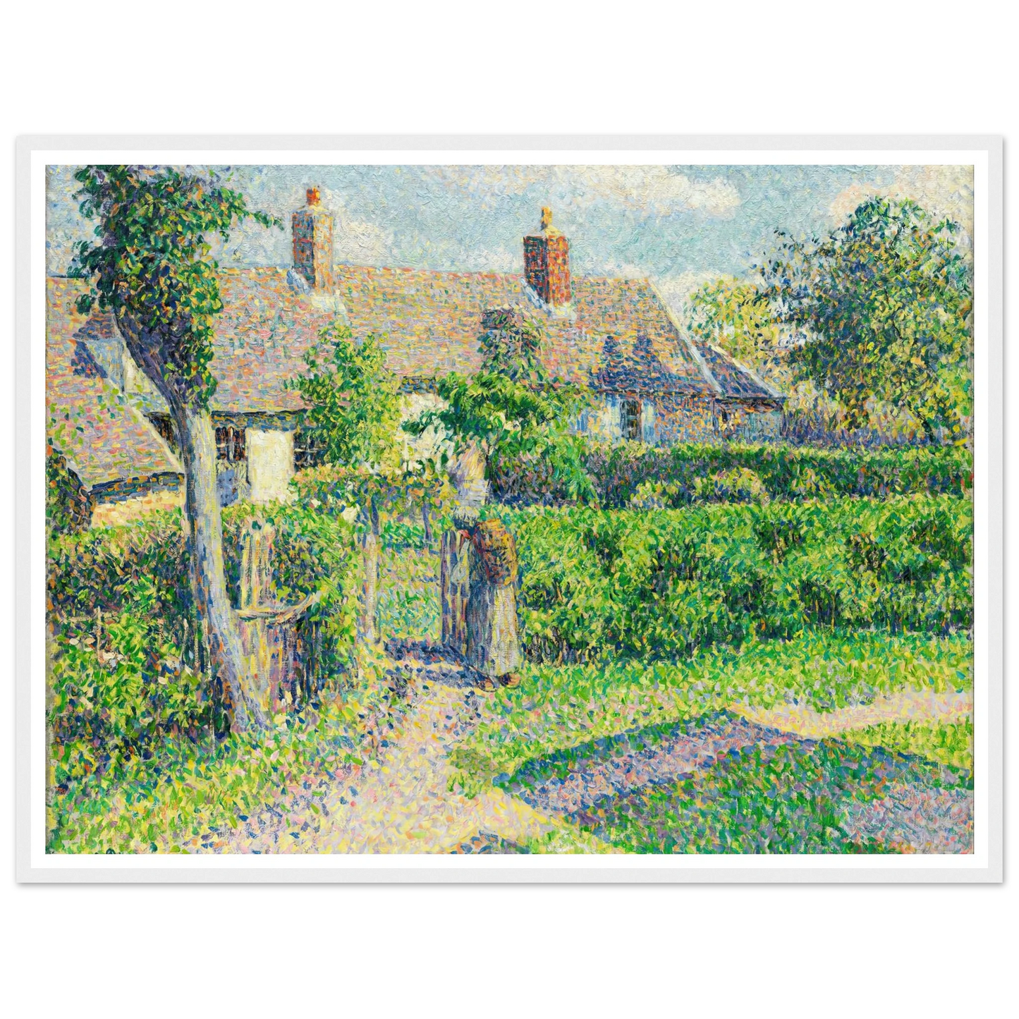Peasants’ houses, Eragny (1887) Art Print | Camille Pissarro - Framed Poster - 30x40 cm / 12x16″ - Black frame
