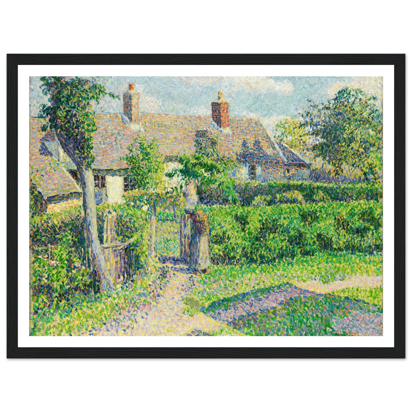 Peasants’ houses, Eragny (1887) Art Print | Camille Pissarro - Framed Poster - 30x40 cm / 12x16″ - Black frame