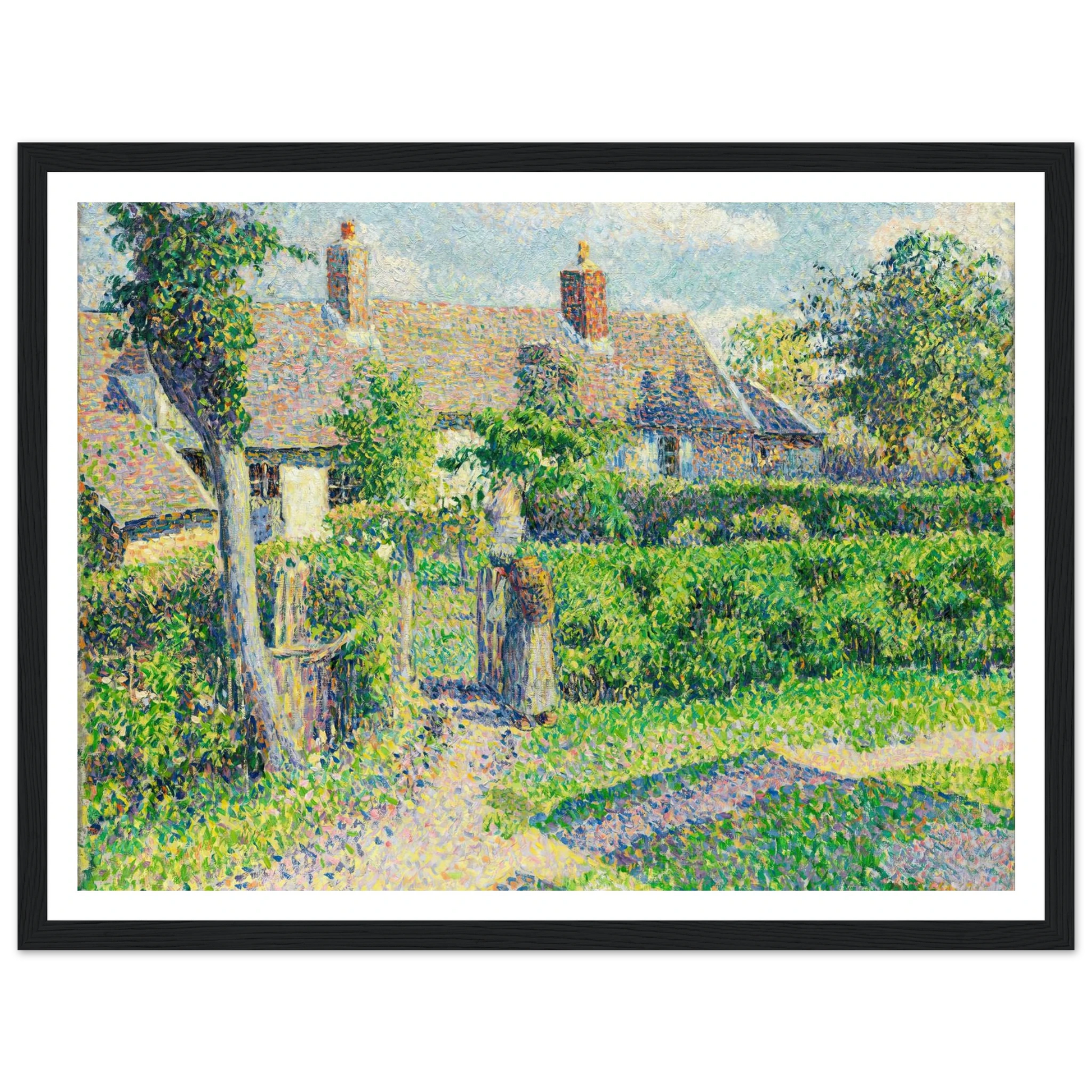 Peasants’ houses, Eragny (1887) Art Print | Camille Pissarro - Framed Poster - 30x40 cm / 12x16″ - Black frame