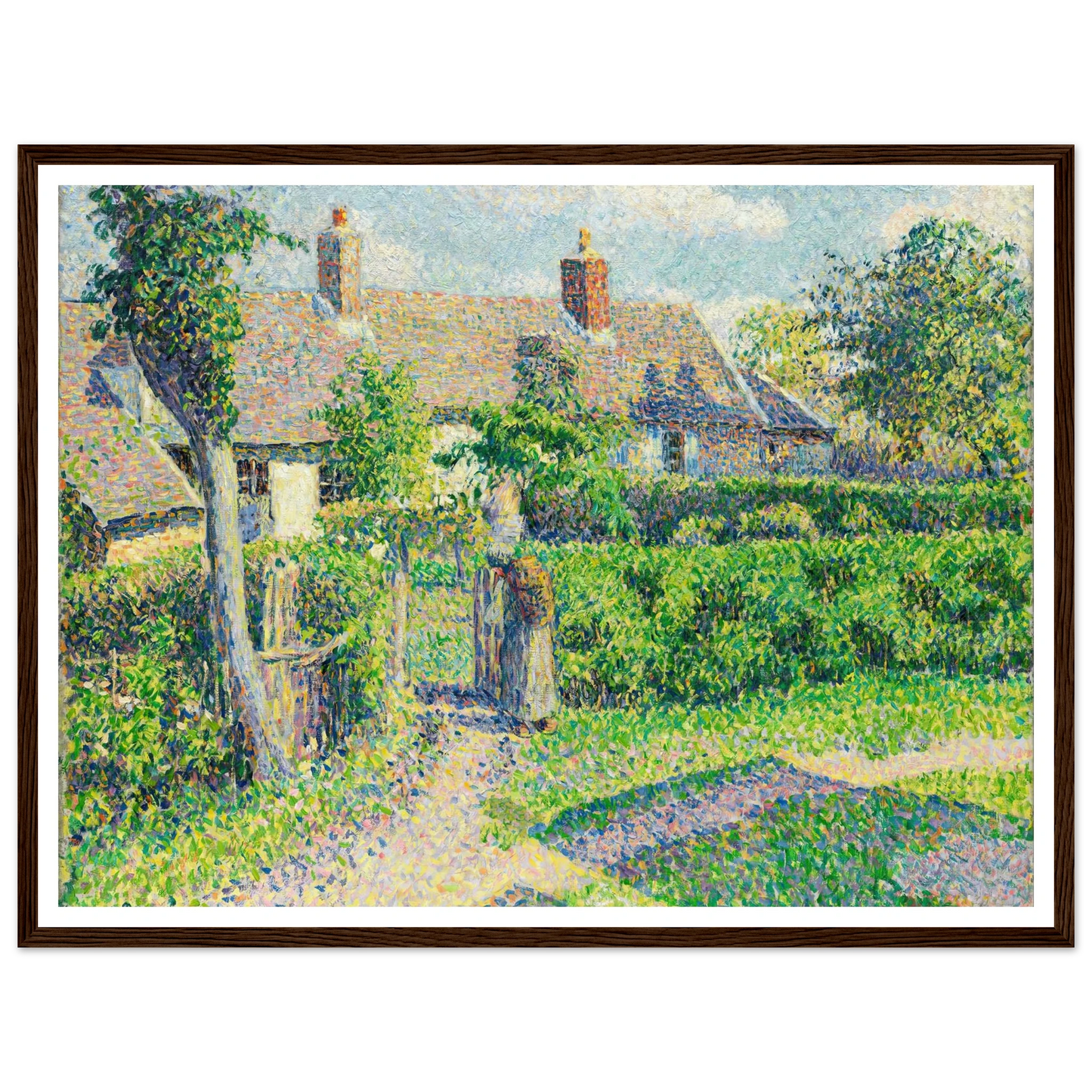 Peasants’ houses, Eragny (1887) Art Print | Camille Pissarro - Framed Poster - 30x40 cm / 12x16″ - Black frame