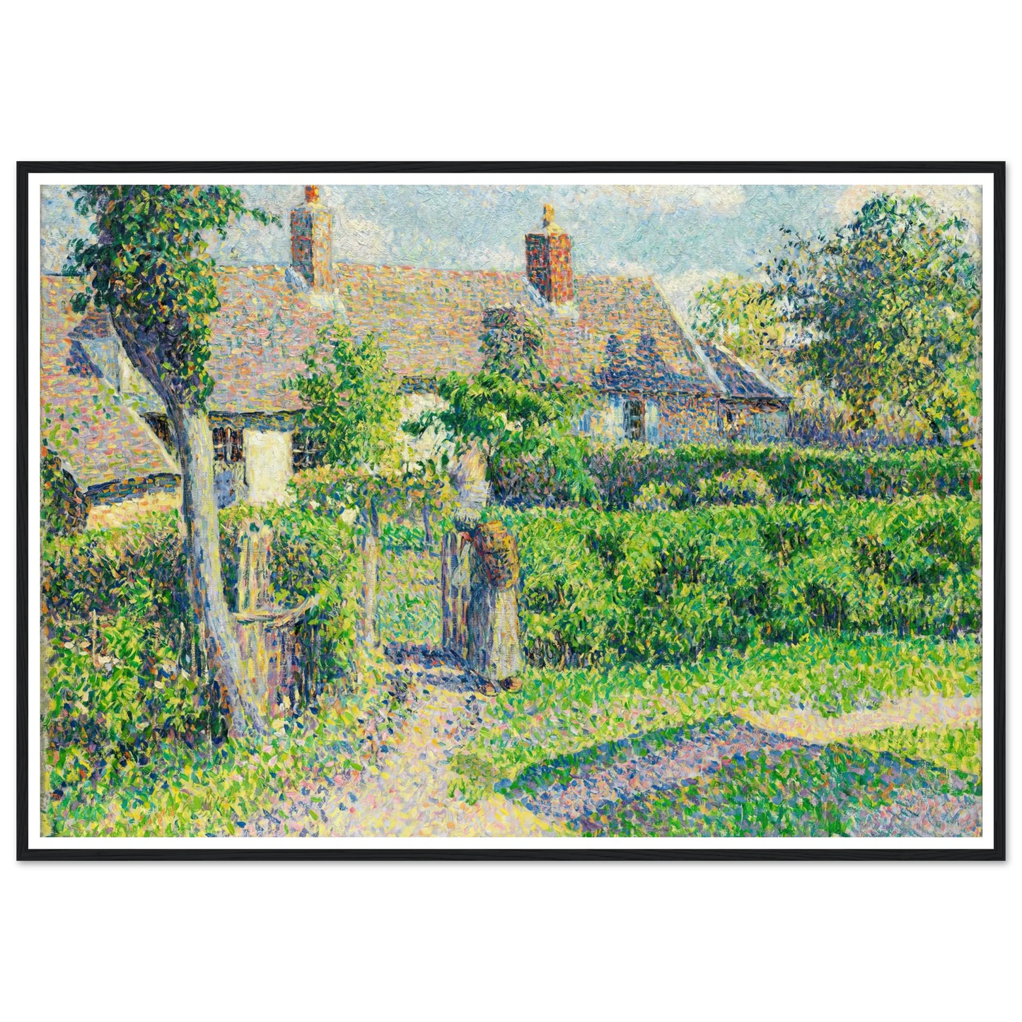 Peasants’ houses, Eragny (1887) Art Print | Camille Pissarro - Framed Poster - 30x40 cm / 12x16″ - Black frame