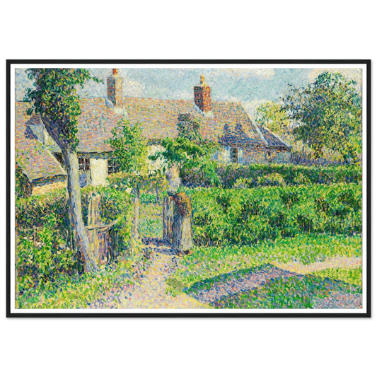 Peasants’ houses, Eragny (1887) Art Print | Camille Pissarro - Framed Poster - 30x40 cm / 12x16″ - Black frame