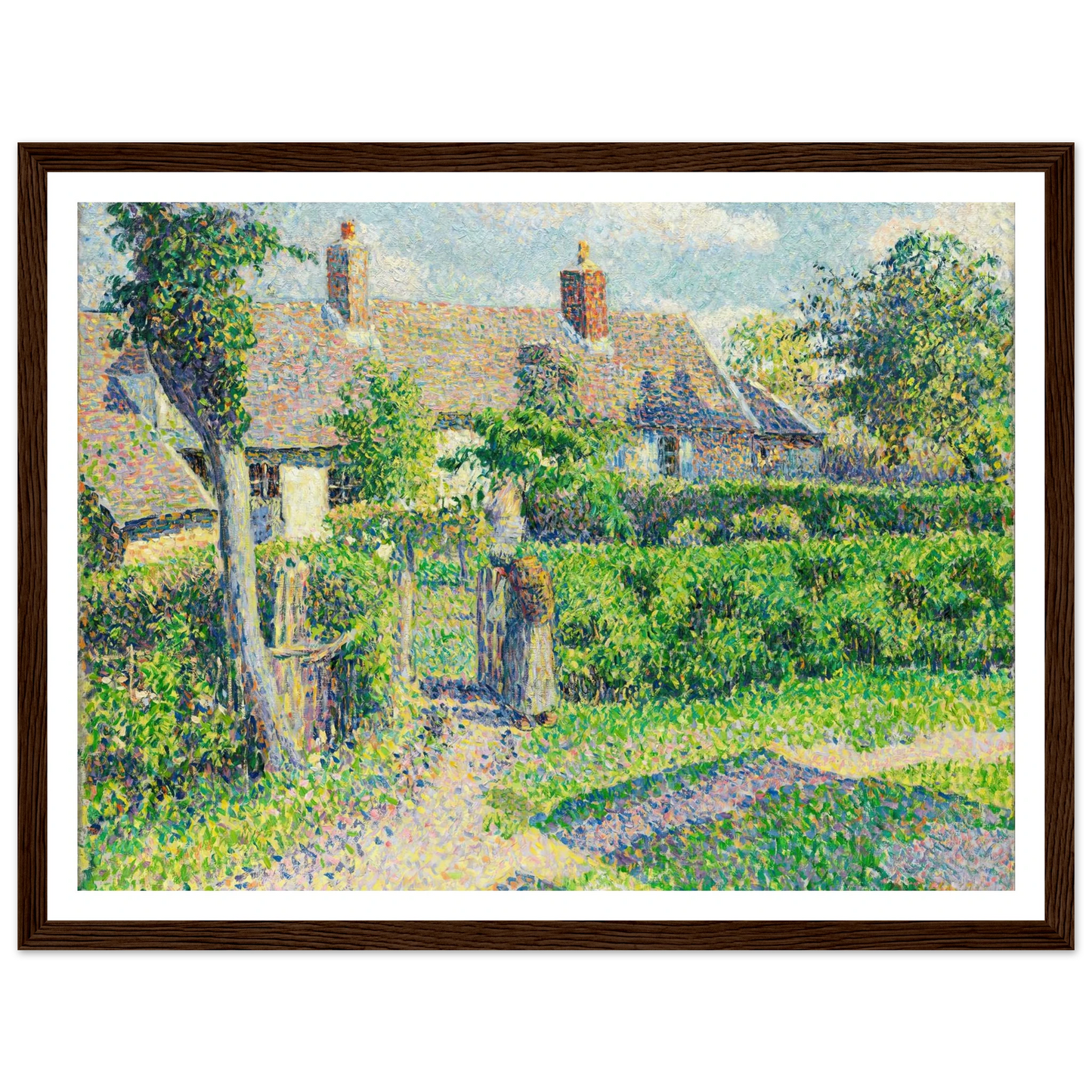 Peasants’ houses, Eragny (1887) Art Print | Camille Pissarro - Framed Poster - 30x40 cm / 12x16″ - Black frame