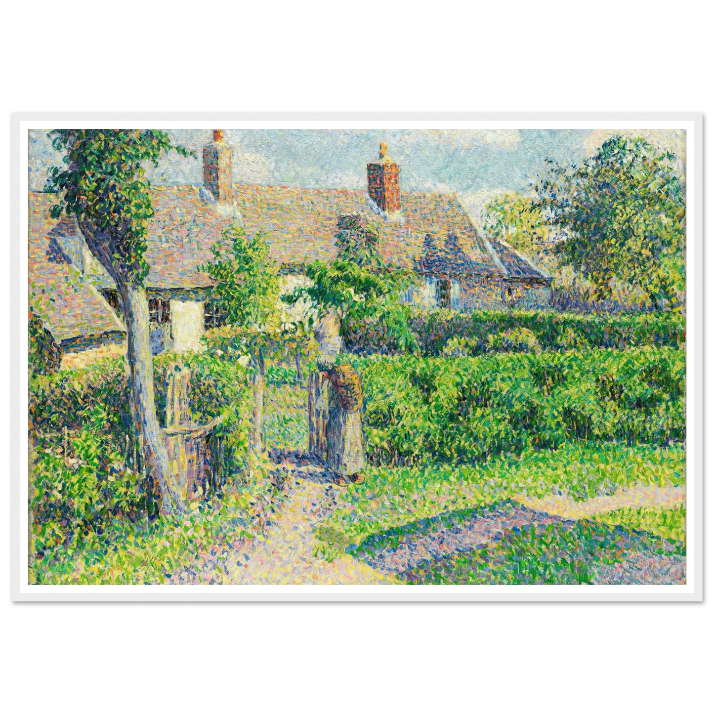 Peasants’ houses, Eragny (1887) Art Print | Camille Pissarro - Framed Poster - 30x40 cm / 12x16″ - Black frame