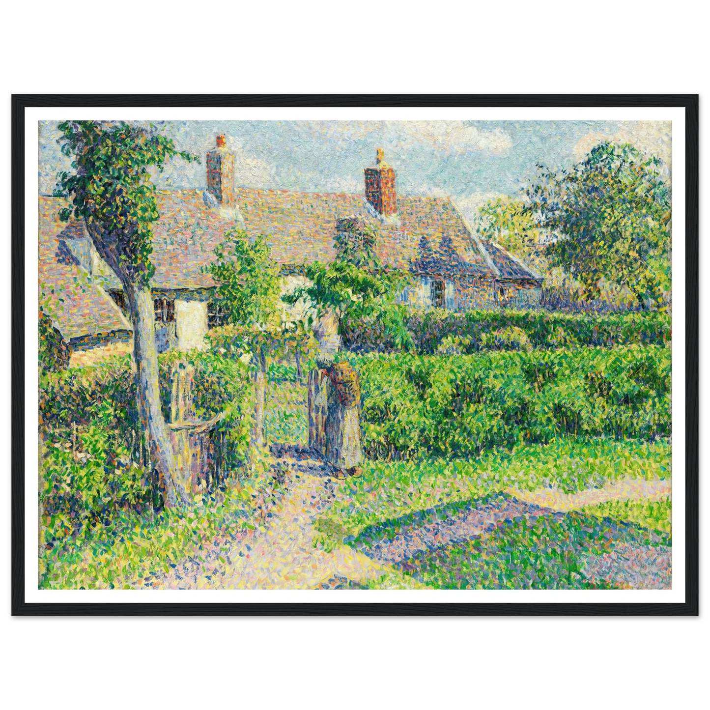 Peasants’ houses, Eragny (1887) Art Print | Camille Pissarro - Framed Poster - 30x40 cm / 12x16″ - Black frame