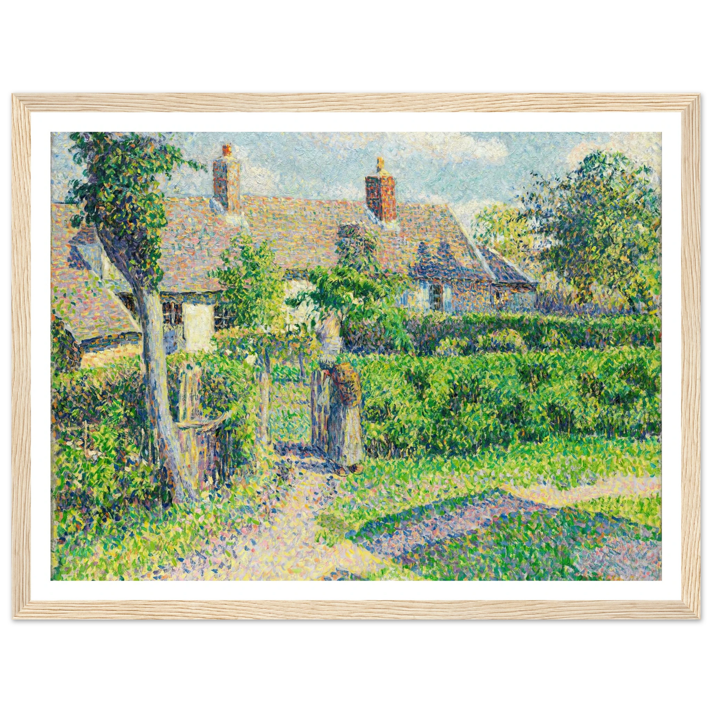 Peasants’ houses, Eragny (1887) Art Print | Camille Pissarro - Framed Poster - 30x40 cm / 12x16″ - Black frame