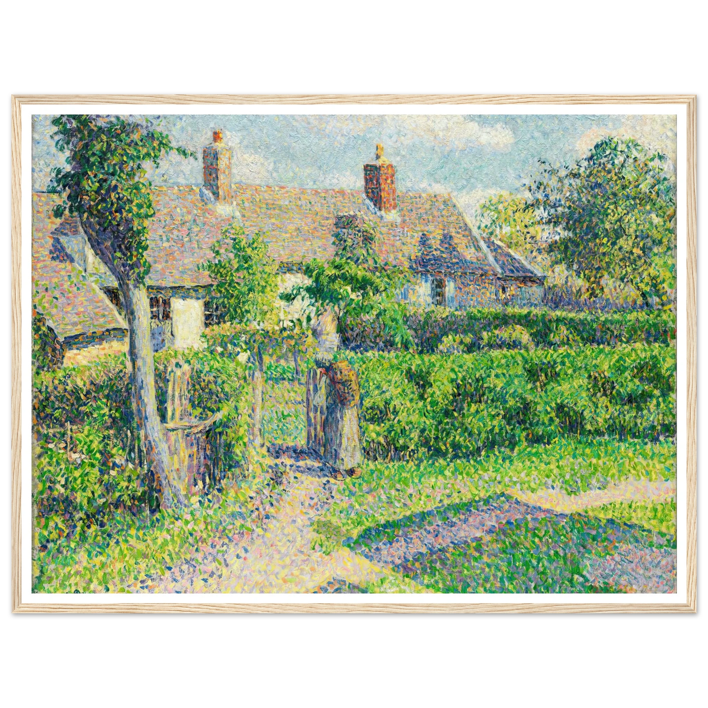 Peasants’ houses, Eragny (1887) Art Print | Camille Pissarro - Framed Poster - 30x40 cm / 12x16″ - Black frame