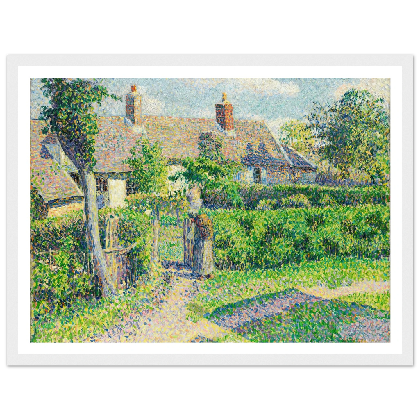 Peasants’ houses, Eragny (1887) Art Print | Camille Pissarro - Framed Poster - 30x40 cm / 12x16″ - Black frame