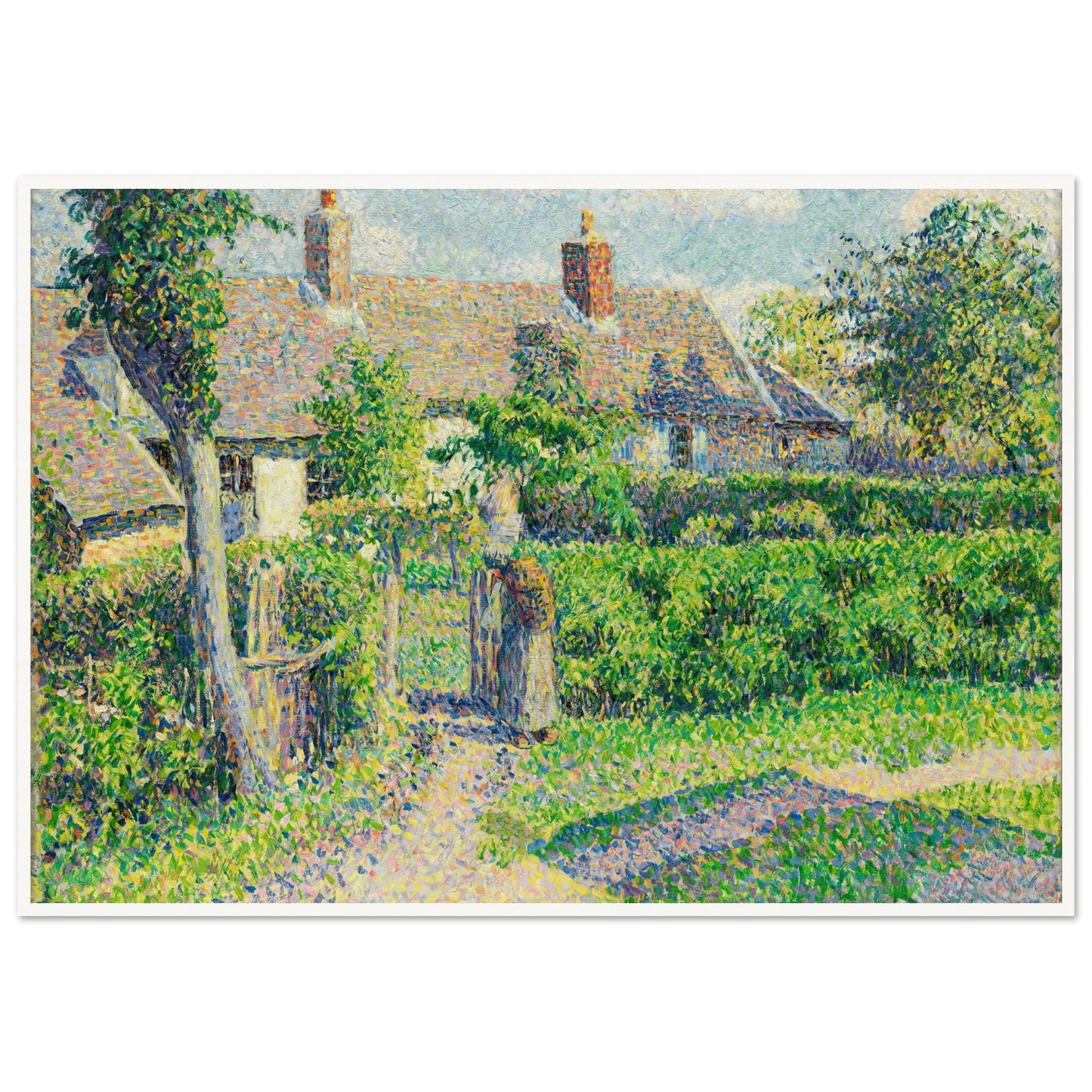 Peasants’ houses, Eragny (1887) Art Print | Camille Pissarro - Framed Poster - 30x40 cm / 12x16″ - Black frame