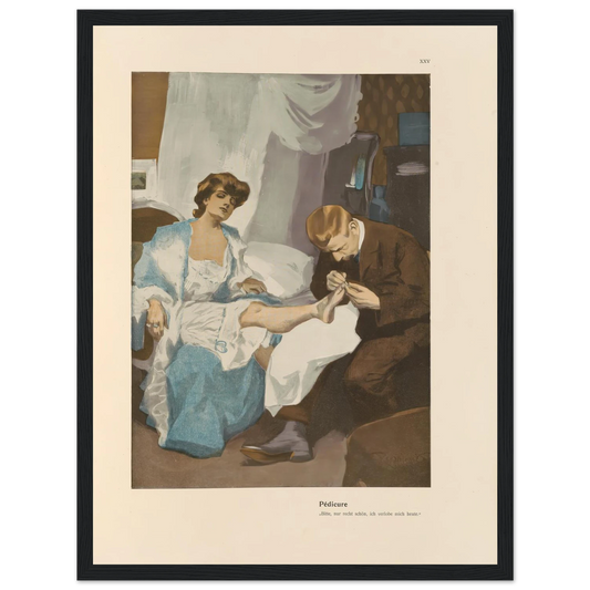 Pedicure (1908) Art Print | Ferdinand Freiherr von Reznicek - Framed Poster - 30x40 cm / 12x16″ - Black frame
